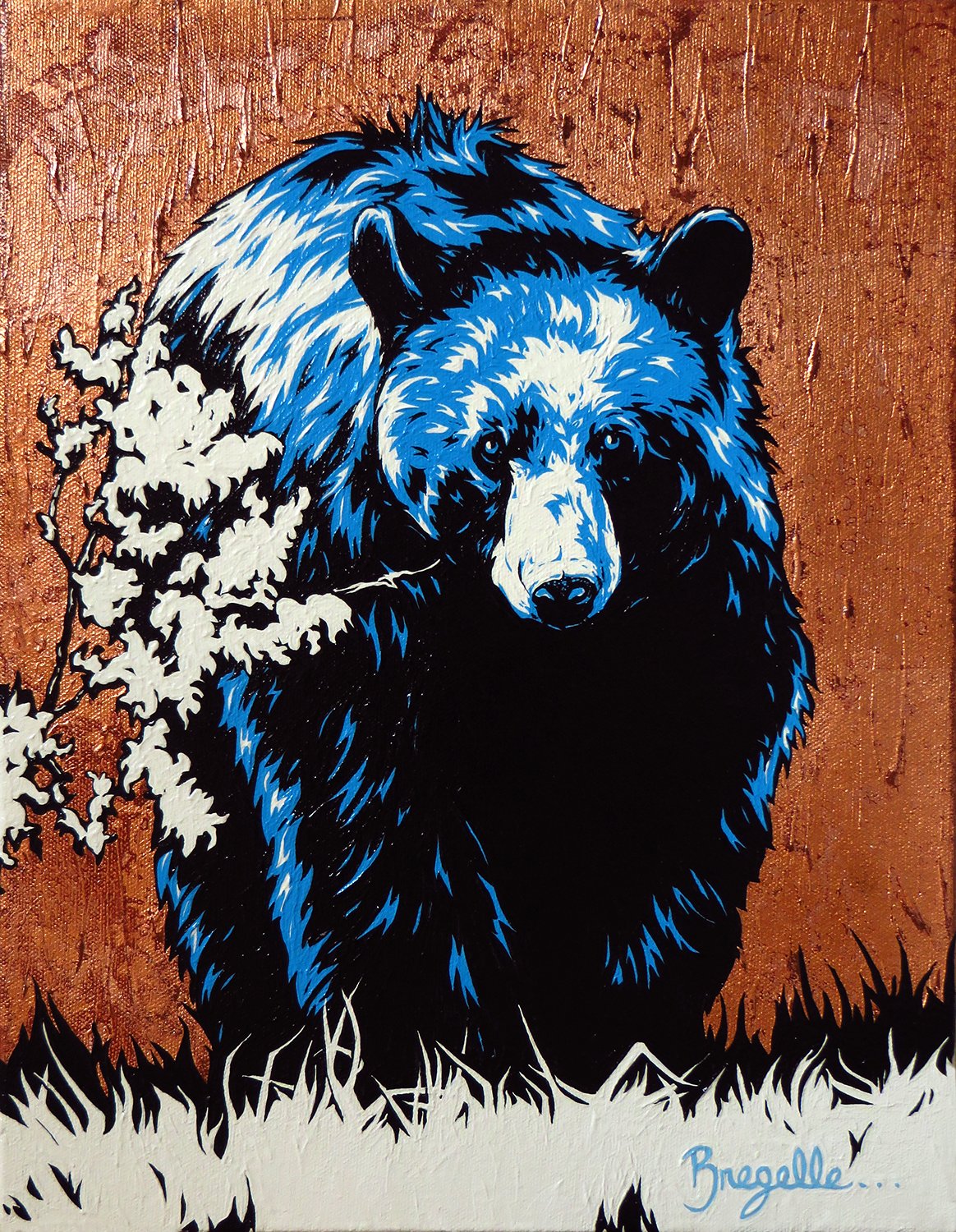 Rascal - 14" x 11", Acrylic on Canvas w/copper leaf - SOLD