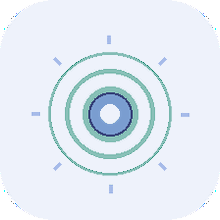 Abstract circular target with concentric rings and radiating lines in shades of blue and green.