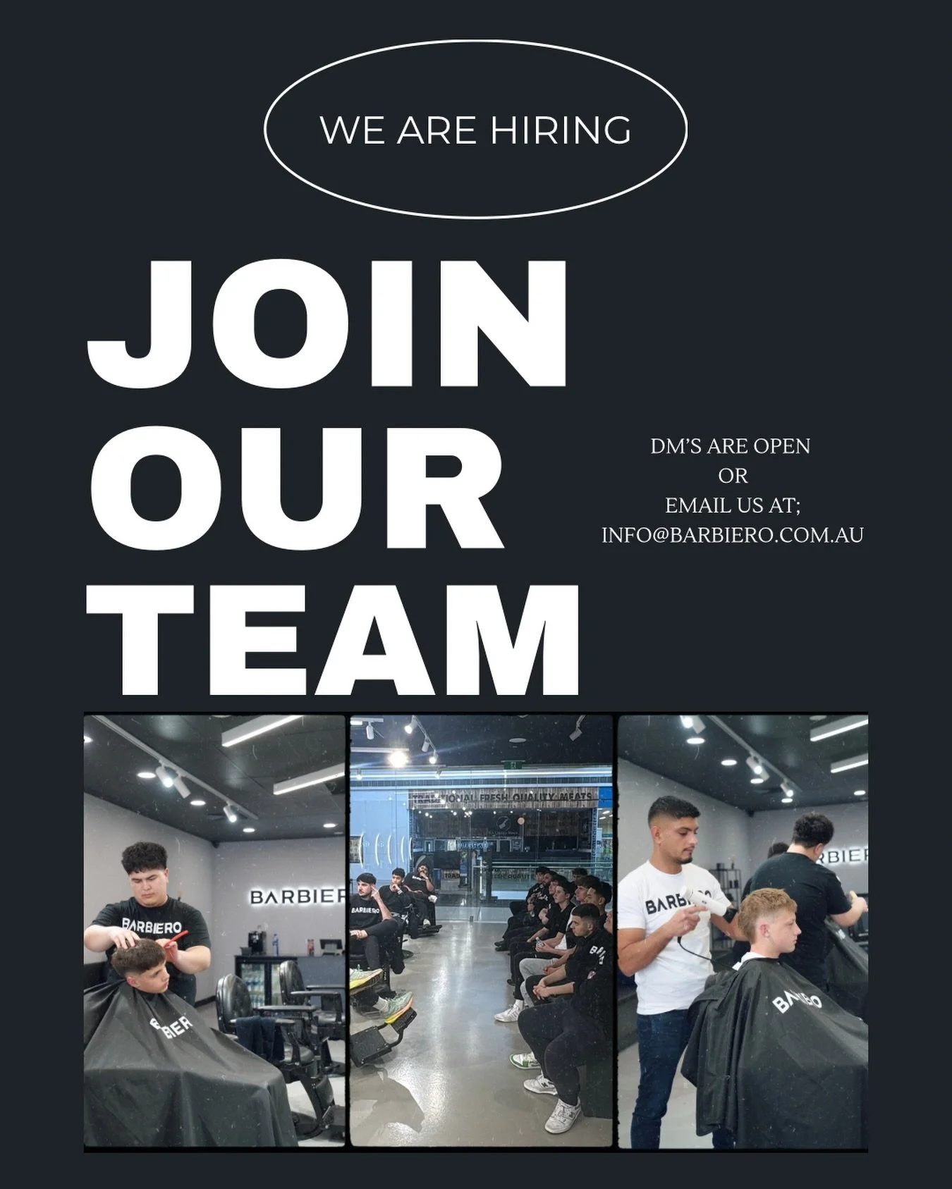We&rsquo;re looking for experienced barbers to join the team.

At Barbiero, we&rsquo;ve built a busy shop with a strong reputation, backed by a team that takes pride in their work. The environment is positive, the culture is strong, and everyone is p