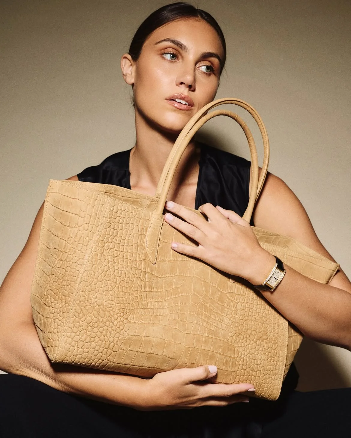 Discover the Chloe Tote in Chai Nubuck Croc..jpg