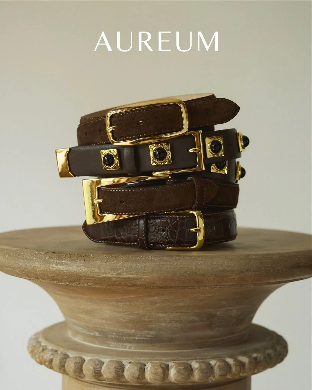 Discover our new chocolate fine leather staples. Handcrafted in Italy, Aureum belts are designed.jpg