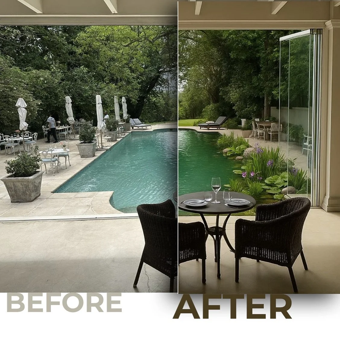 First visit to @thetable_oakvalley this weekend and I&rsquo;m smitten. A beautiful spot wrapped around what looks like the old manor house pool, dappled under giant oaks.

But the natural pool builder in me can&rsquo;t unsee it: this place is begging