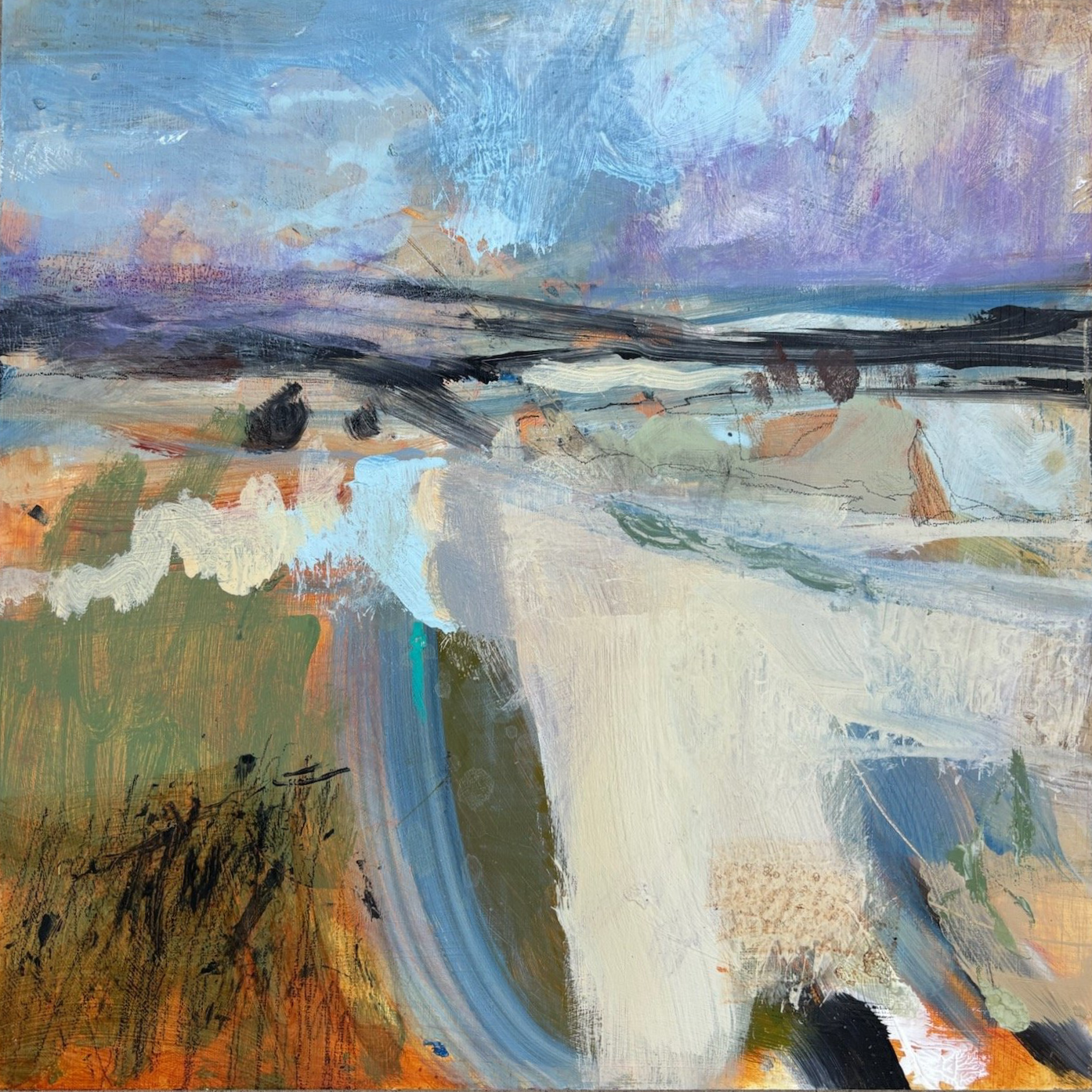 Towards the sea, acrylic on board, 30x30 cm