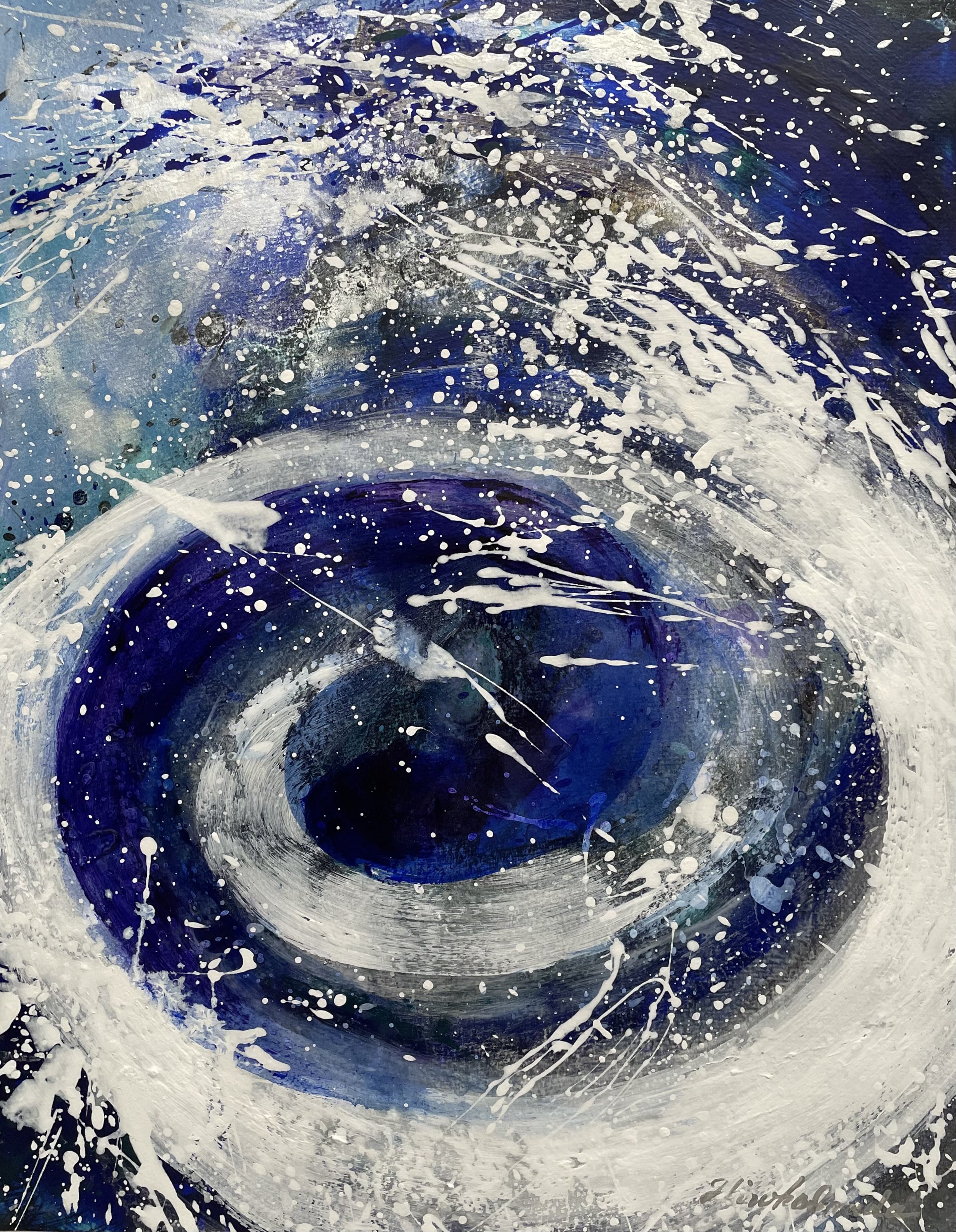 Into the Whirlpools I, Acrylic on Paper,  45.0 X 35.0 cm, 2021 (Private Collection)