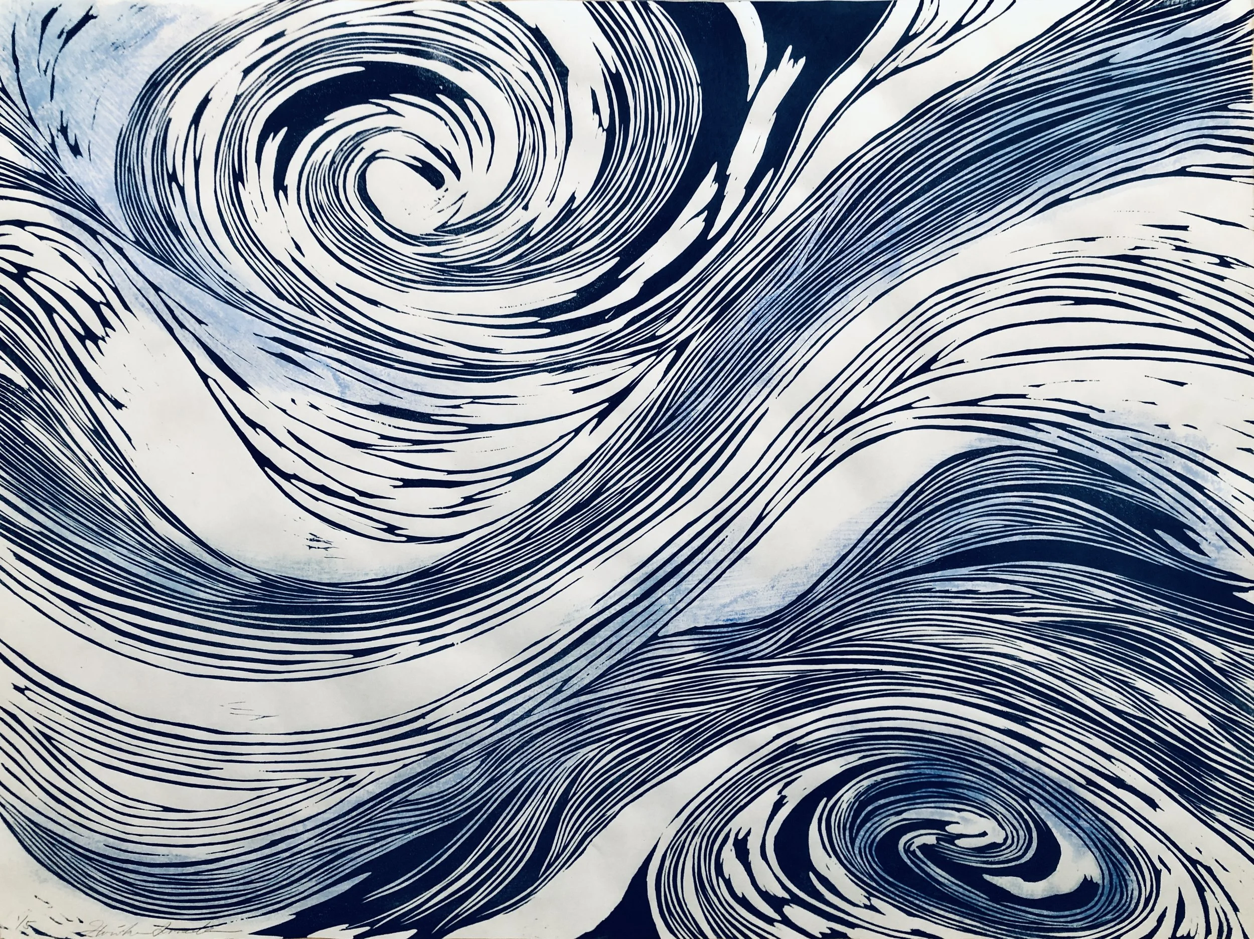 Naruto Whirlpools, Woodcut, 60.0 X 80.0 cm, 2021 