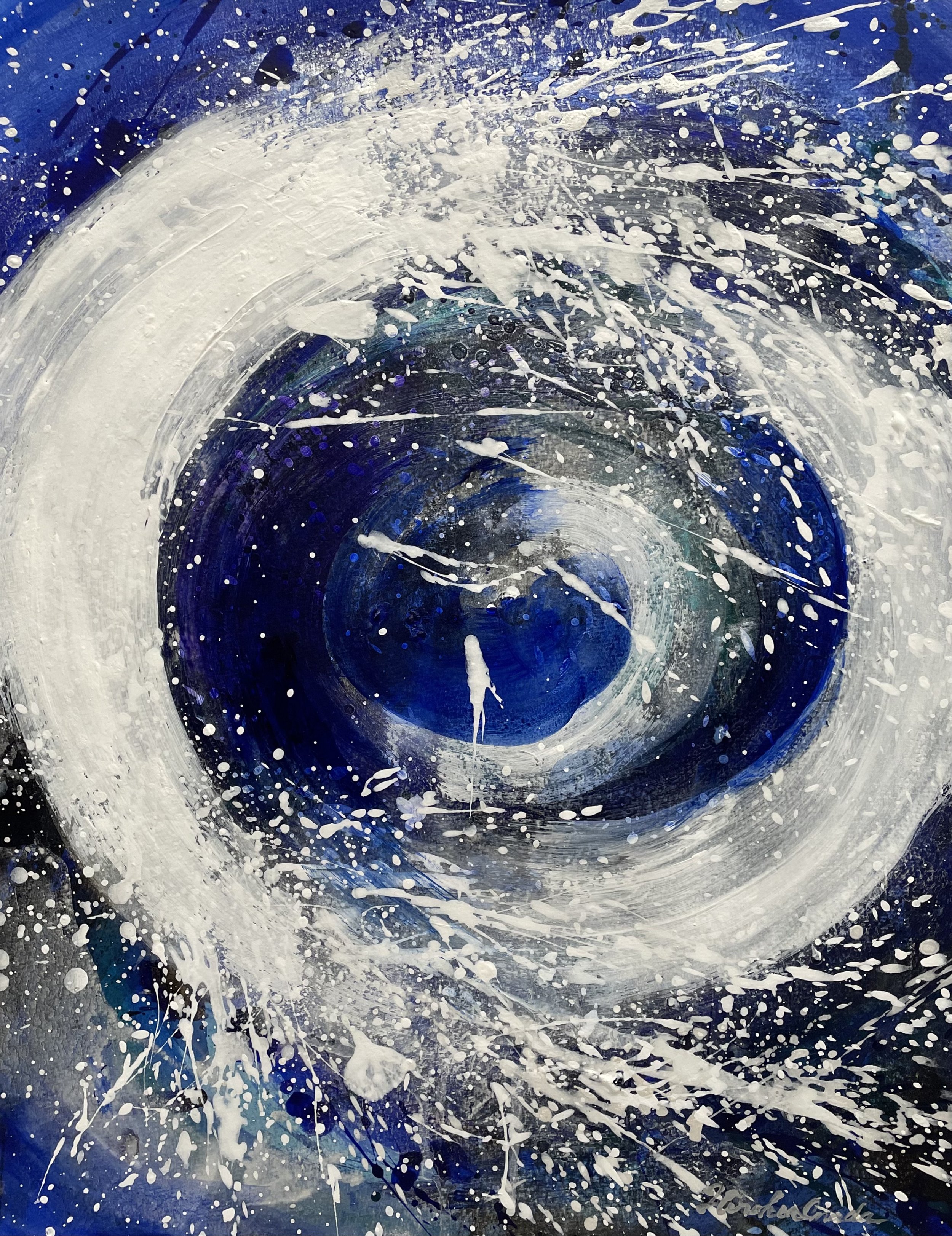 Into the Whirlpools IV, Acrylic on Paper,  45.0 X 35.0 cm, 2021 (Private Collection)