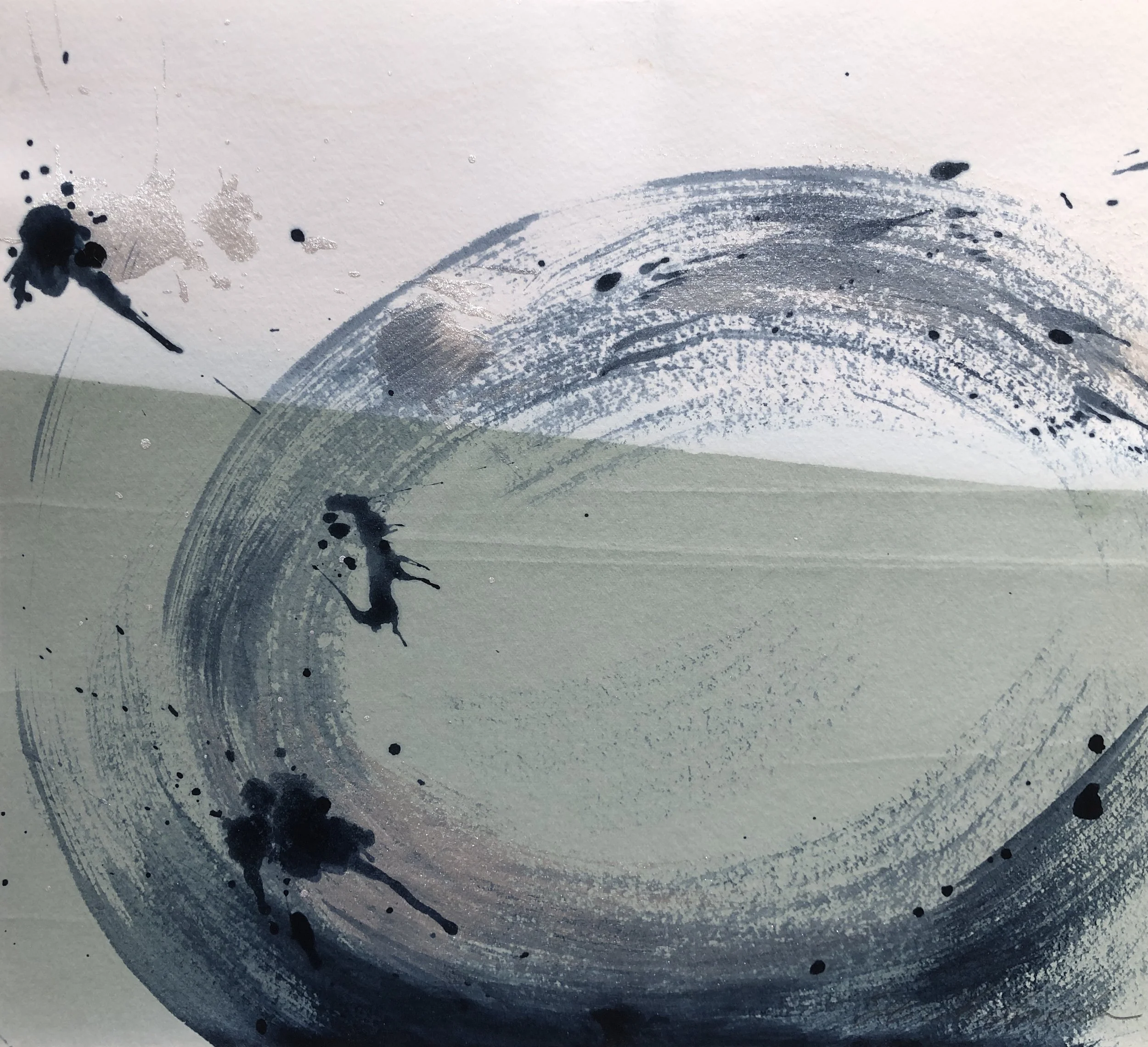 Indigo Whirlpools XIV, Indigo ink, Poster paint, Indigo fresh leaf dyeing, 24.0 X 27.0 cm, 2021
(Private Collection)