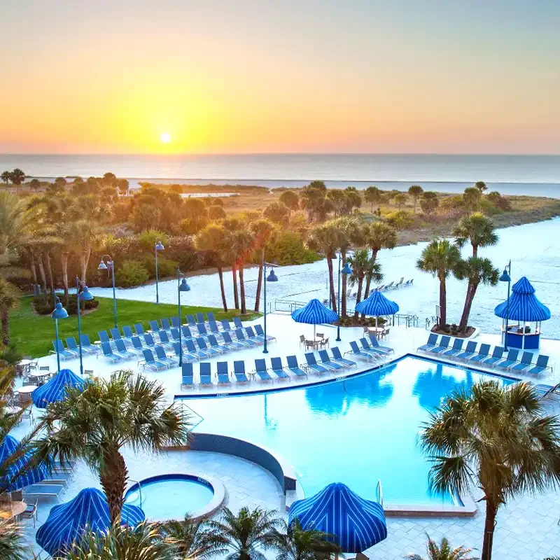 Gorgeous view of the Gulf and pools at Sheraton Sand Key Resort