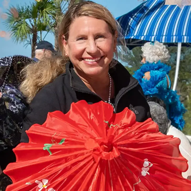 participant in the parasol parade