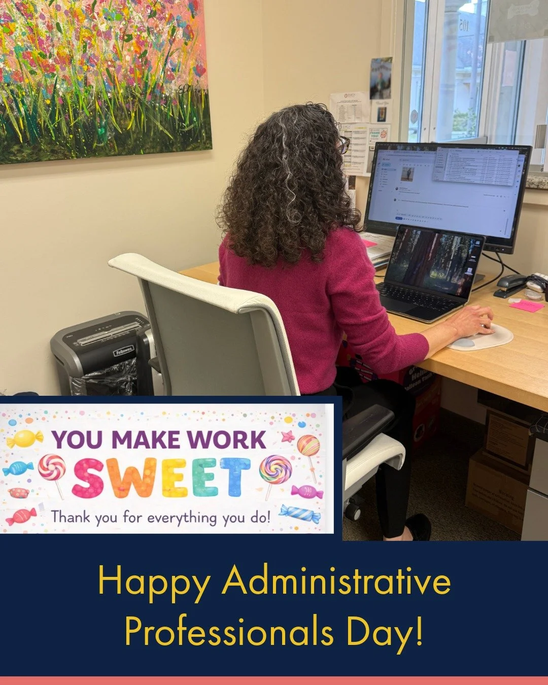 Happy Administrative Professionals Day to our admin team! 🧑&zwj;💼You keep SLG running smoothly for our learners, families, and staff every day, and we are so appreciative of all you do. Thank you for your tireless hard work and your dedication to o