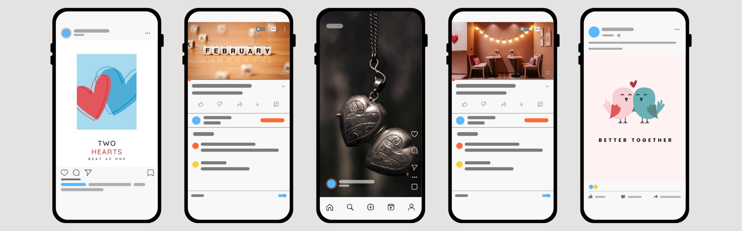 screenshots of iphones with February memories