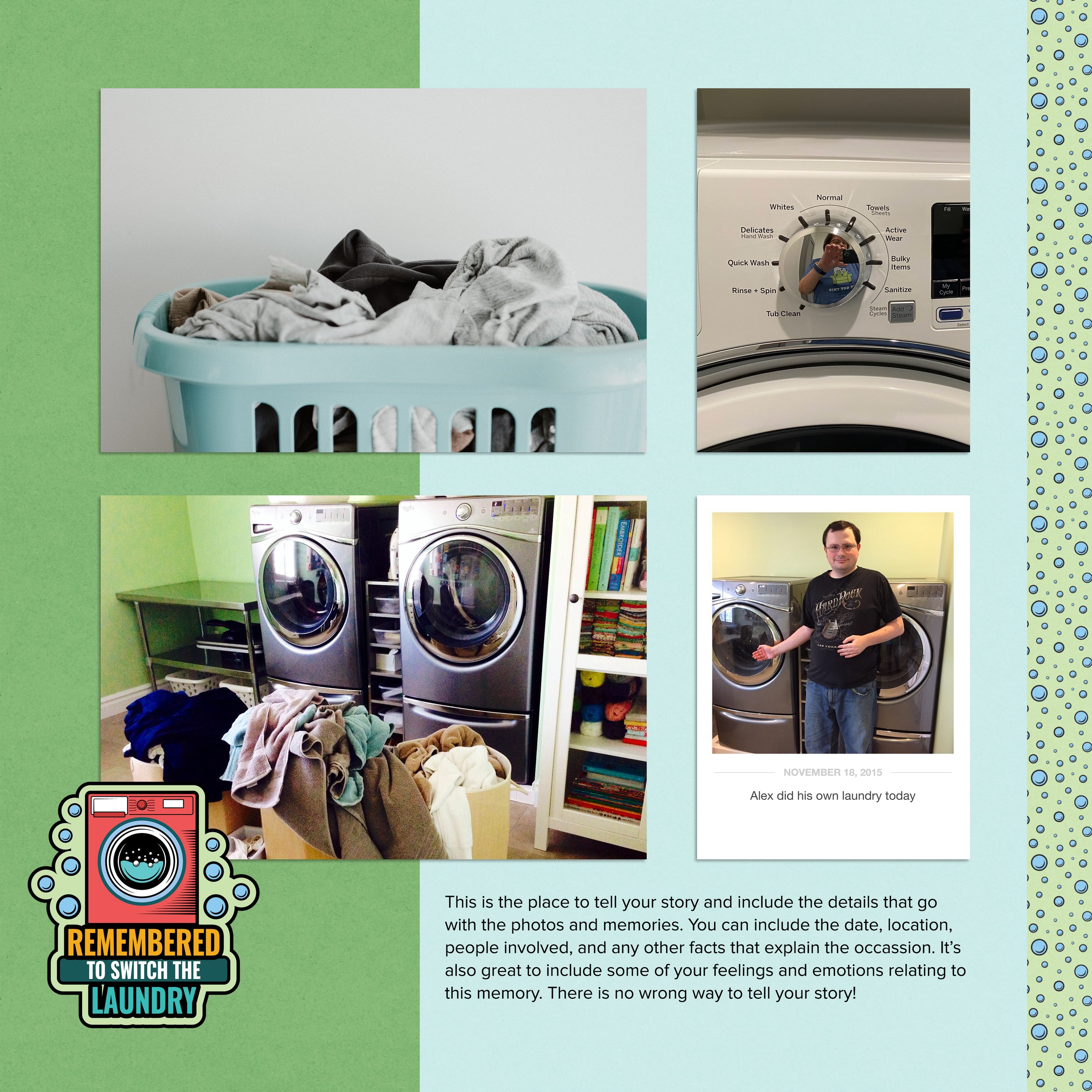 Layout by Katie. Adulting Accomplishments stickers + papers. Beautiful Blues template set.
