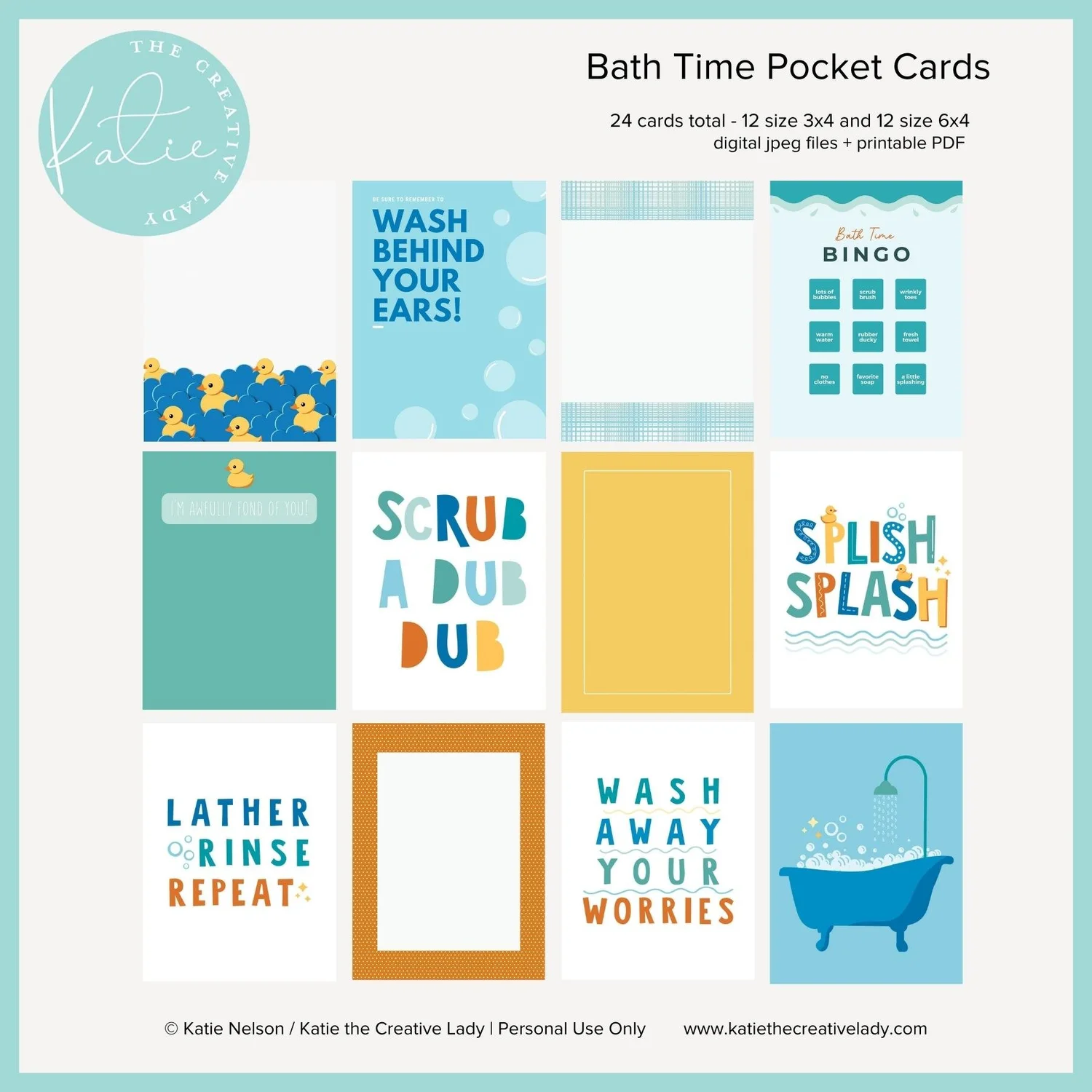 Bath Time Printables Pack — Katie the Creative Lady | Create, Capture ...