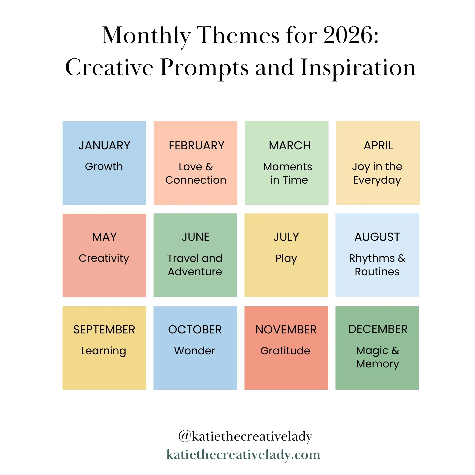 Updated Monthly Themes for 2026