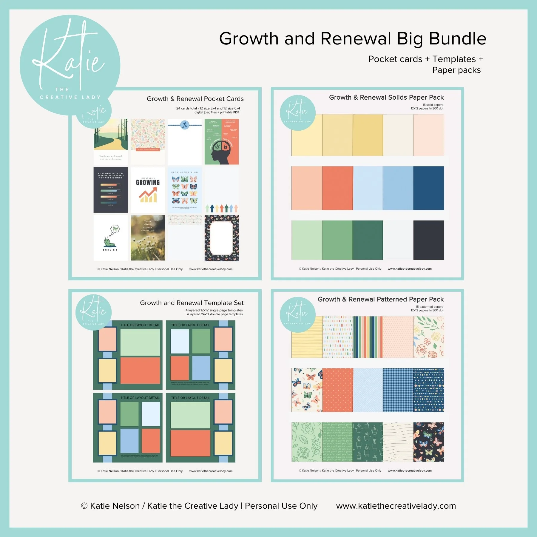 Growth & Renewal Big Bundle | Pocket Cards + Templates + Paper Packs