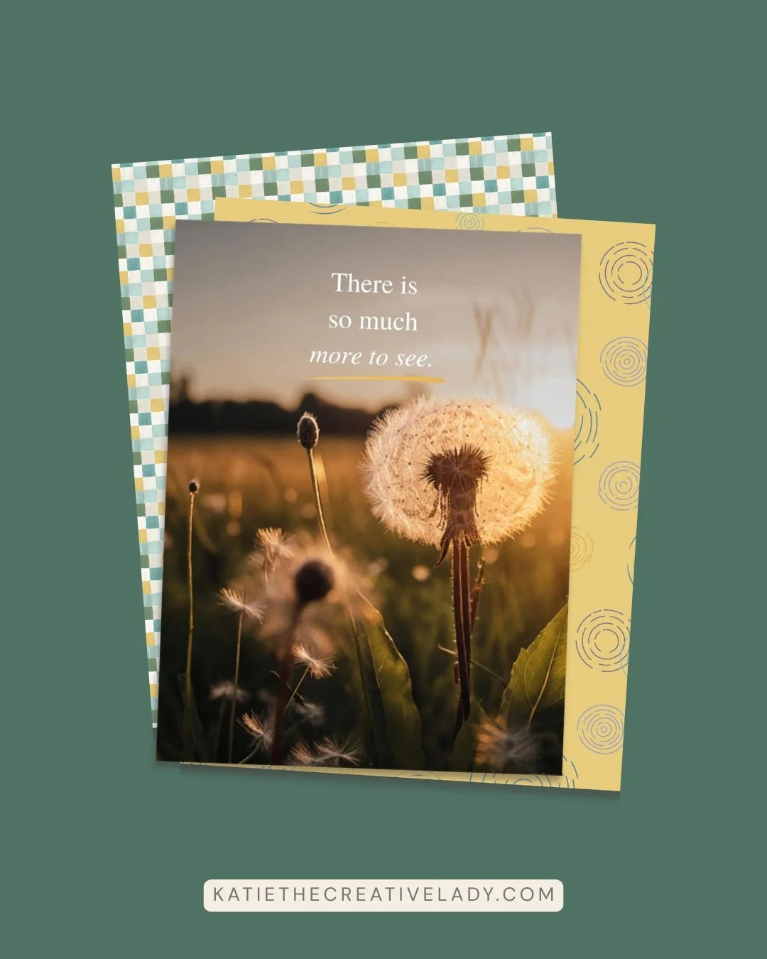 Sunlit dandelion seed heads in a field at sunset with the inspirational saying ‘There Is So Much More to See.