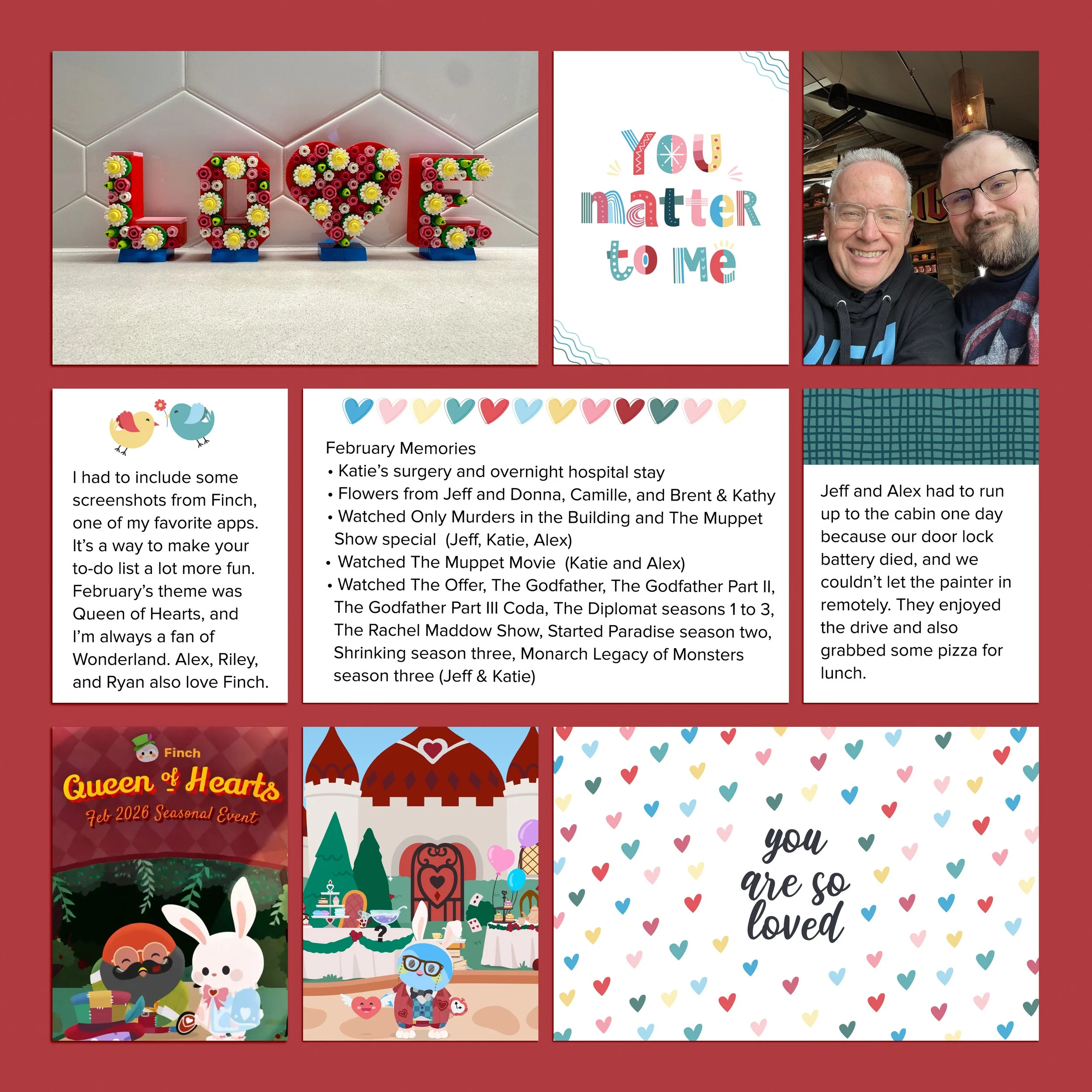 February 2026 roundup scrapbook layout documenting love and connection page 2