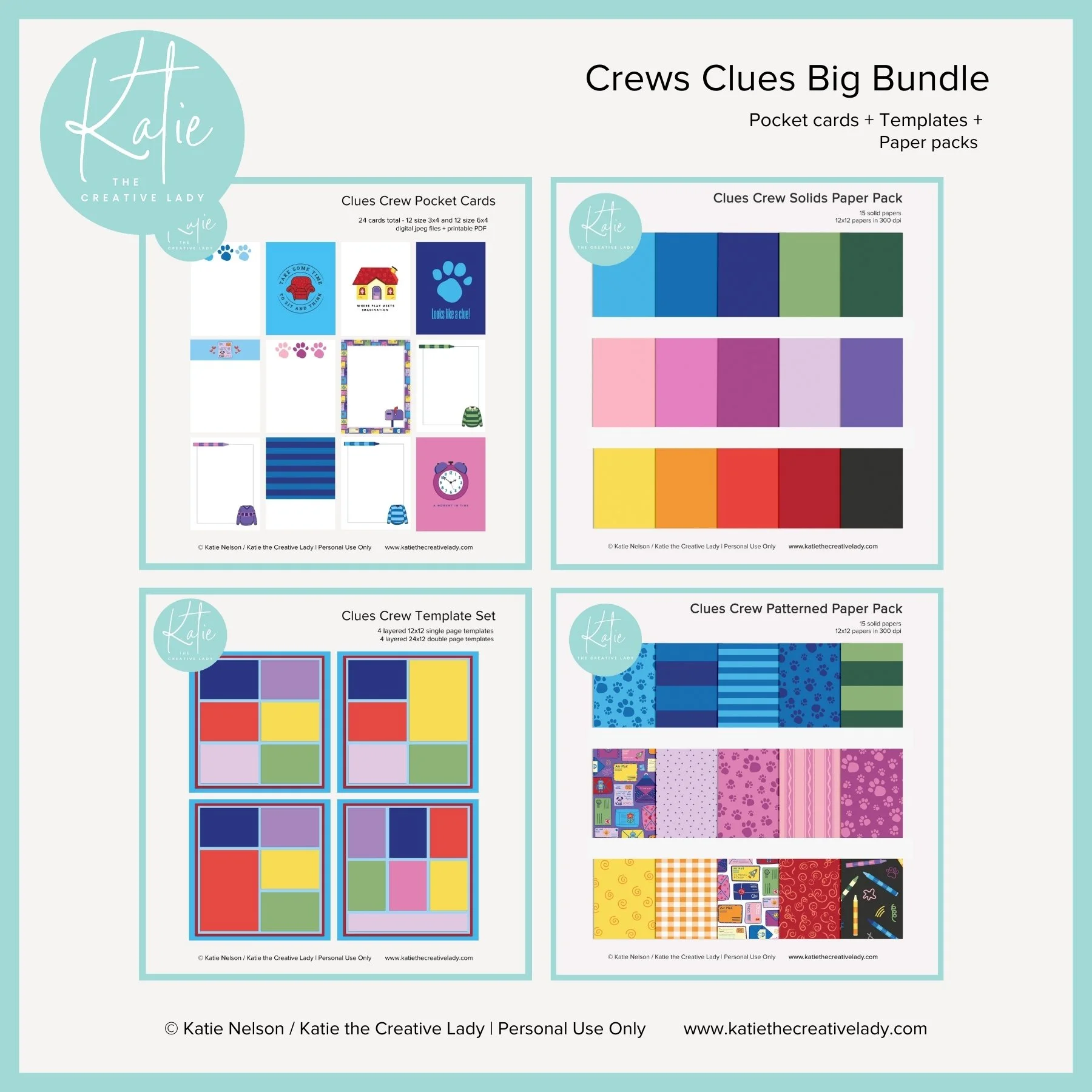 Clues Crew Big Bundle | Pocket Cards + Templates + Paper Packs