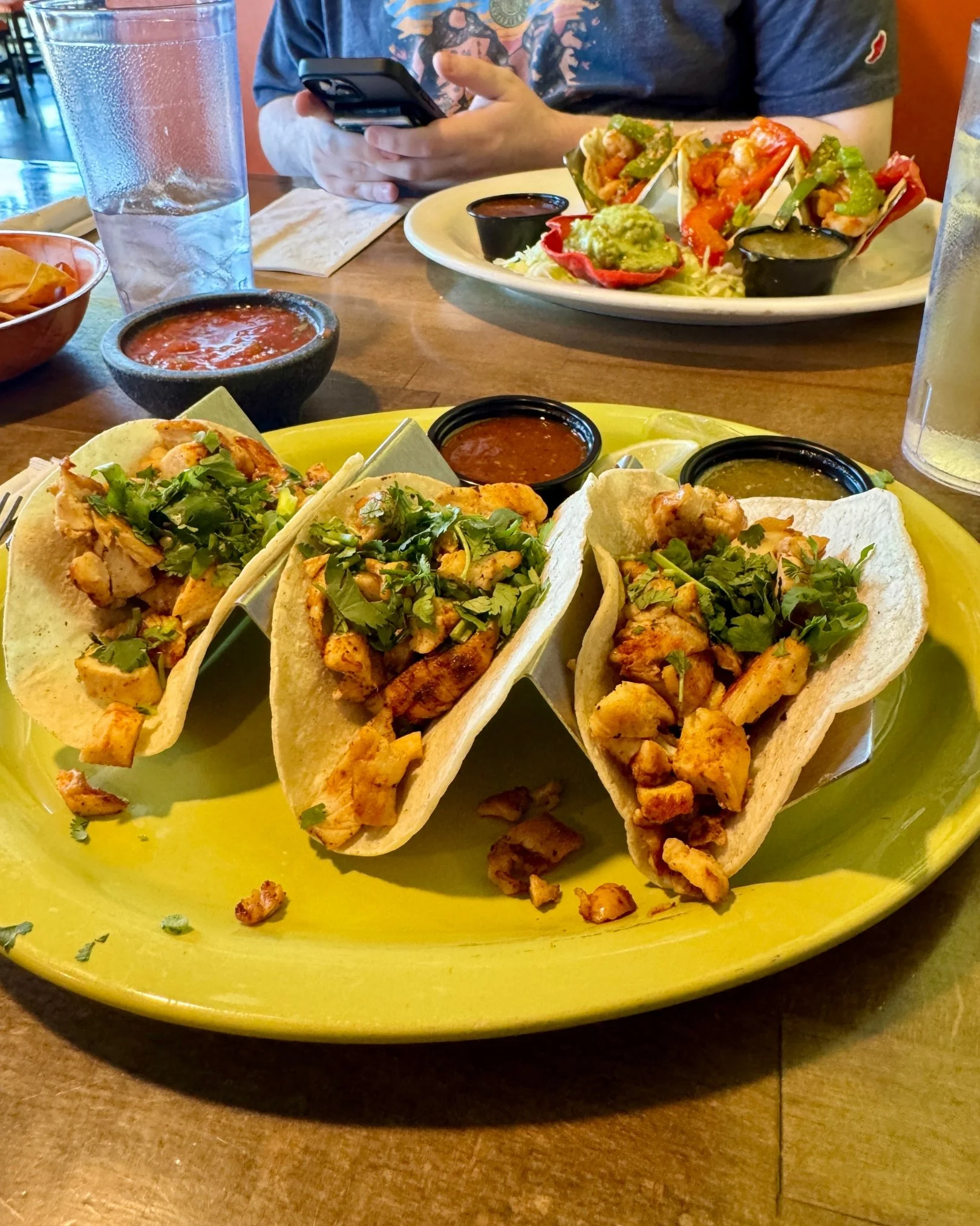 a photo of grilled chicken tacos at a Mexican restaurant