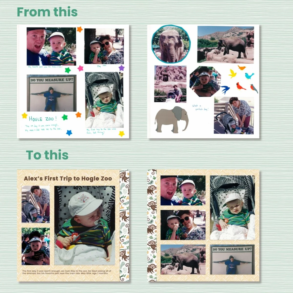 Refreshing Older Scrapbook Layouts - First Zoo Visit