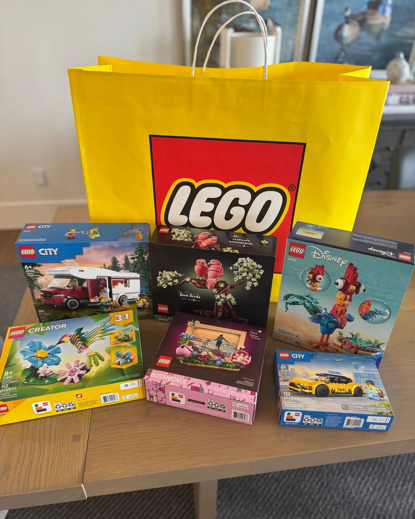 a photo of items purchased from the LEGO store