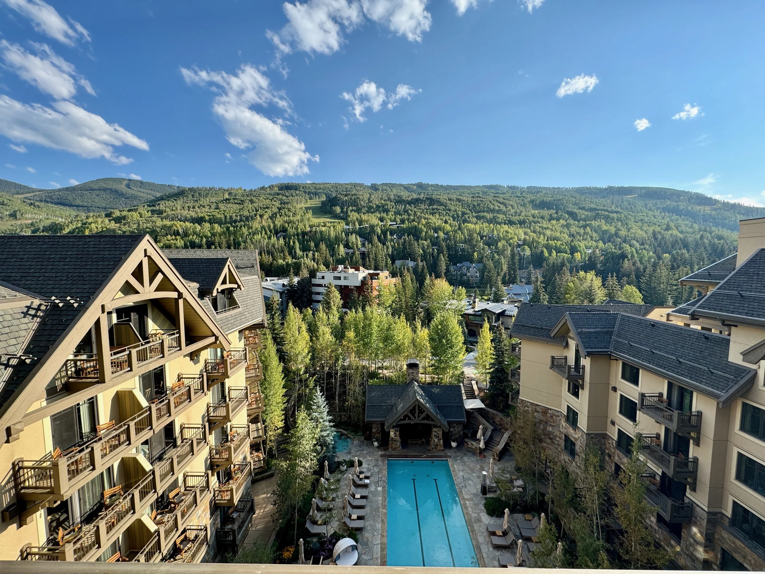 a photograph of the view out a hotel window in Vail, Colorado