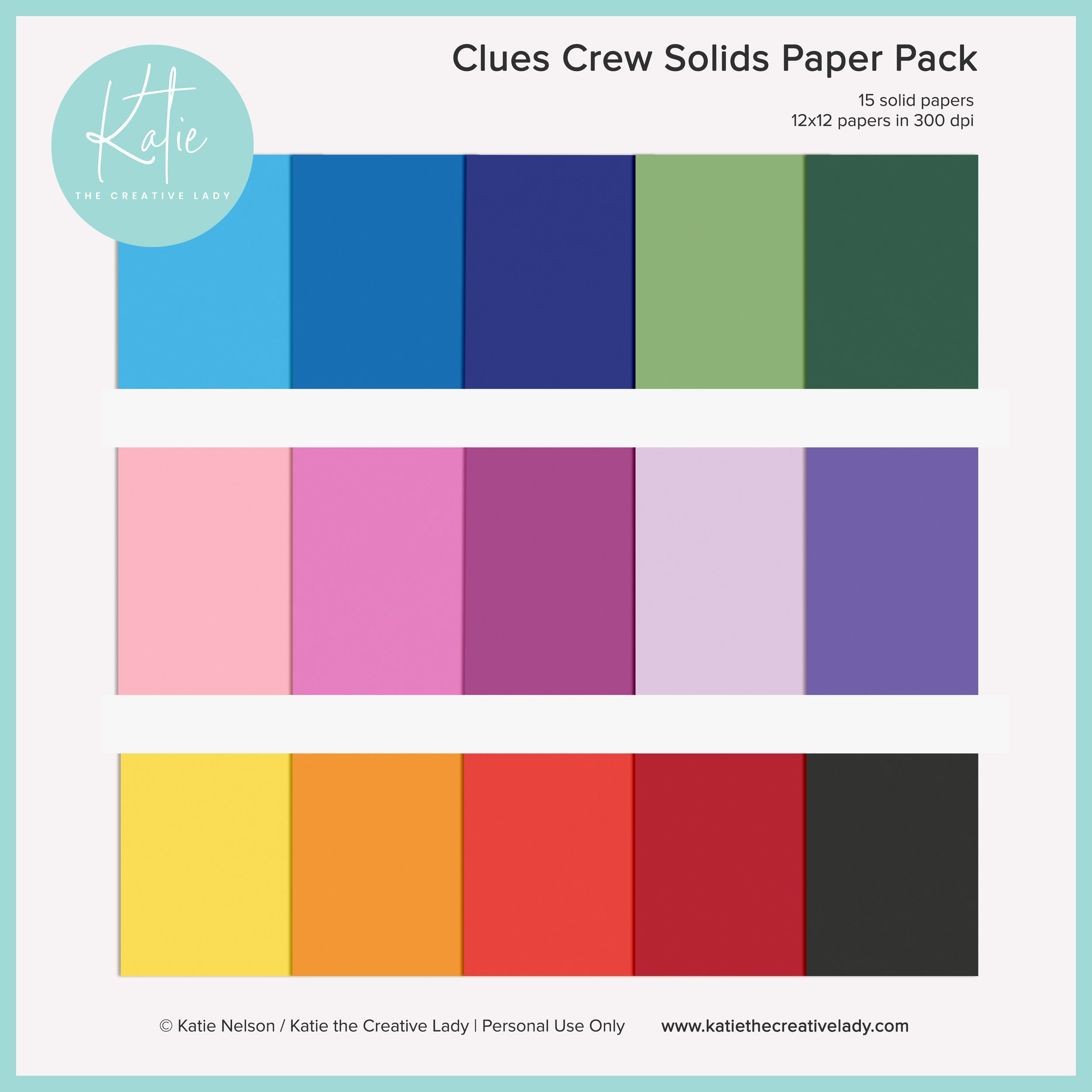 Clues Crew Solid Papers Pack | 12x12