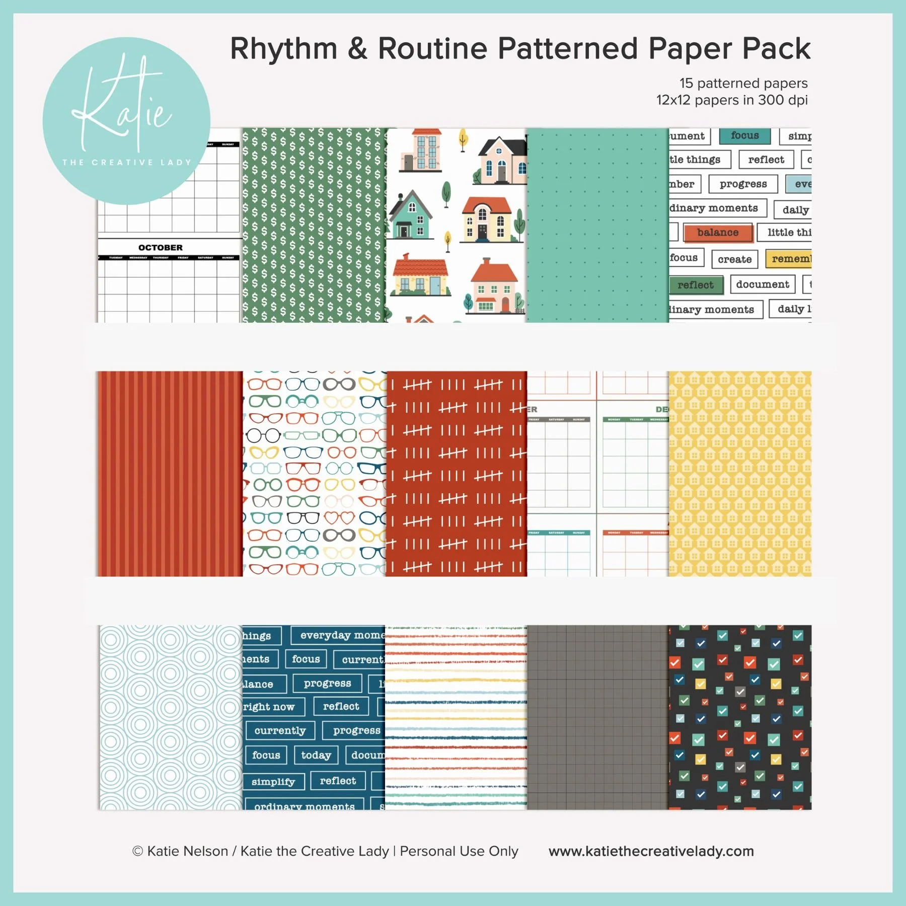 Rhythm & Routine Patterned Paper Pack | 12x12