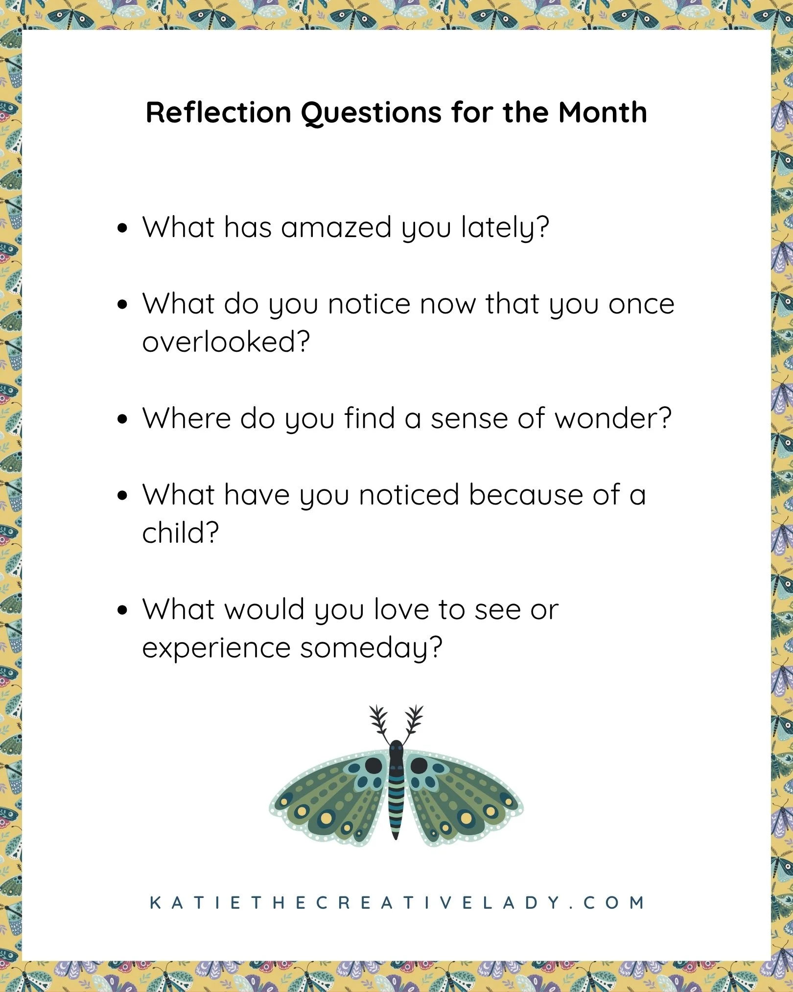 Five reflection questions for October’s A Sense of Wonder theme about amazement, noticing, wonder, a child’s perspective, and experiences you hope to have.