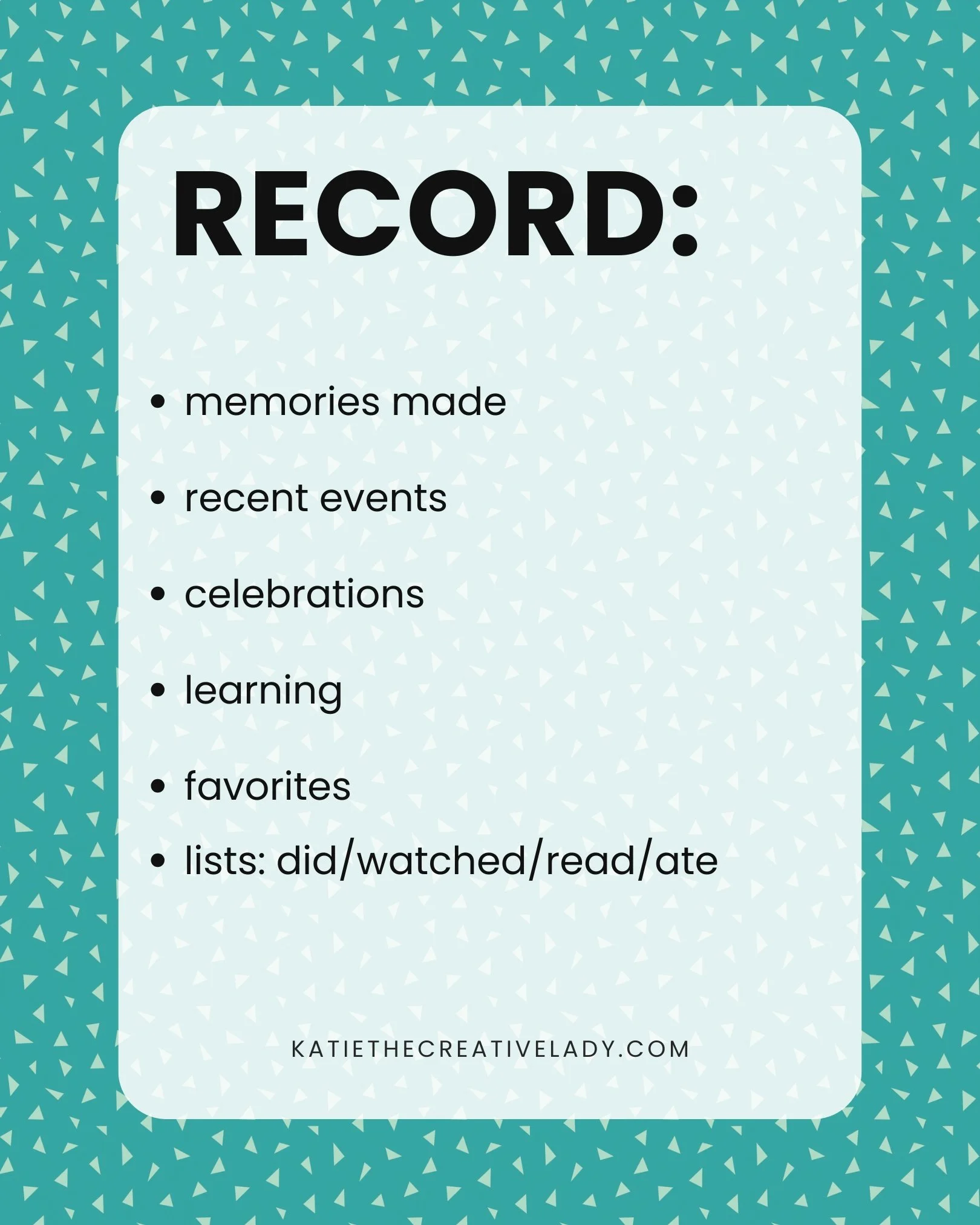 April roundup record prompts including memories made, recent events, celebrations, learning, and favorites.