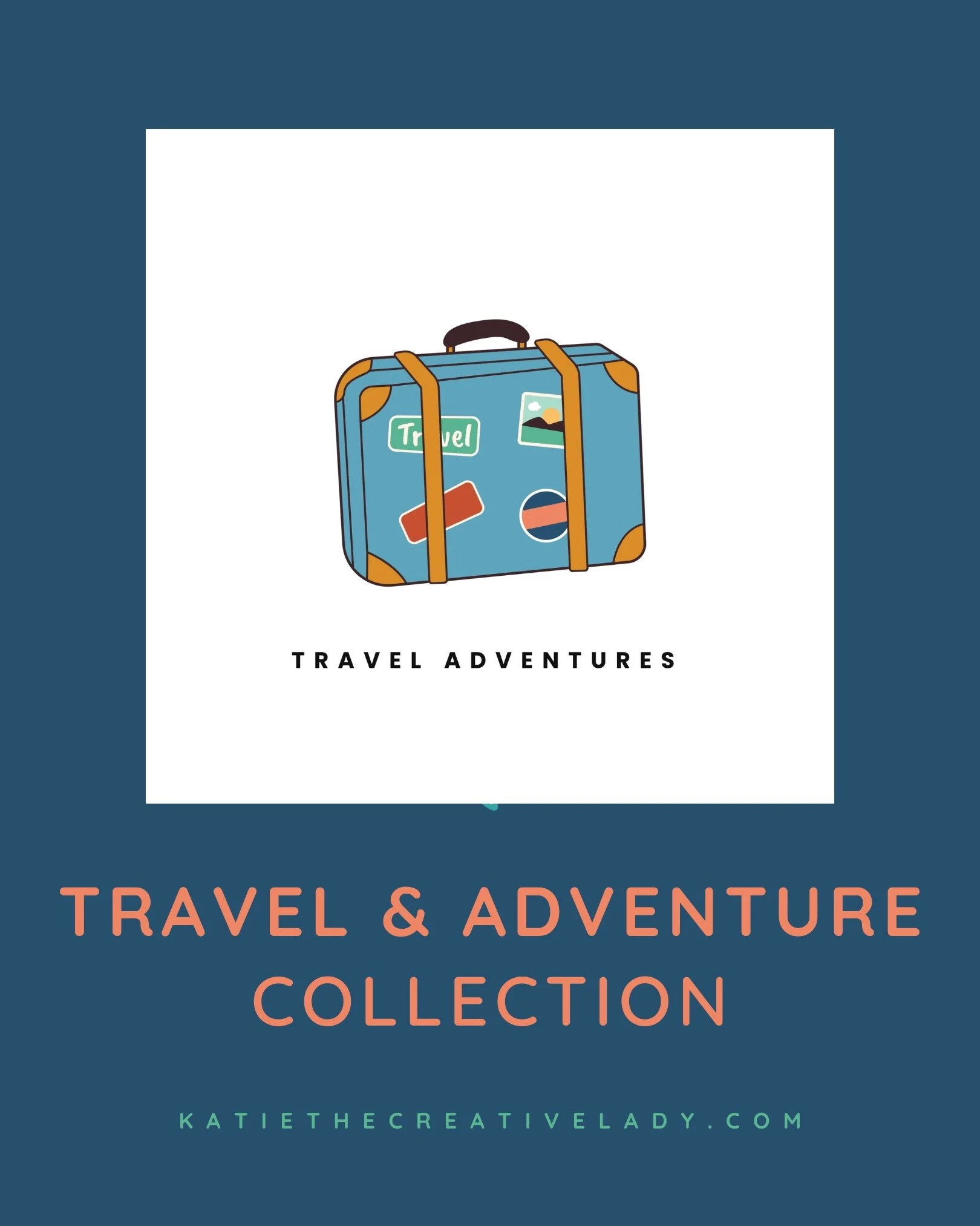 Travel and Adventure monthly theme graphic featuring maps, travel icons, and inspiration for documenting journeys and everyday adventures.