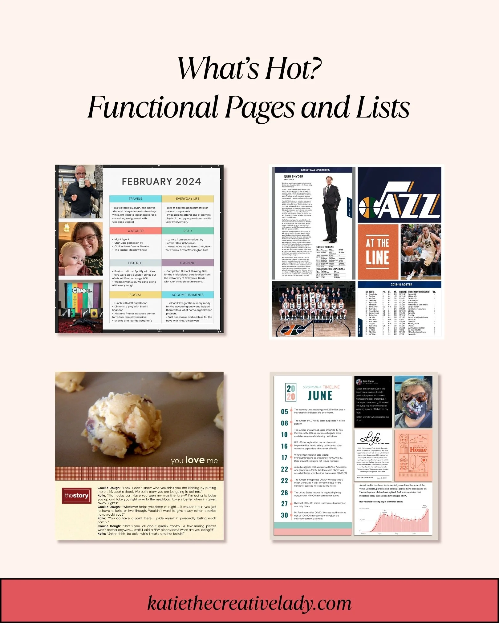 graphic with examples of list scrapbook pages