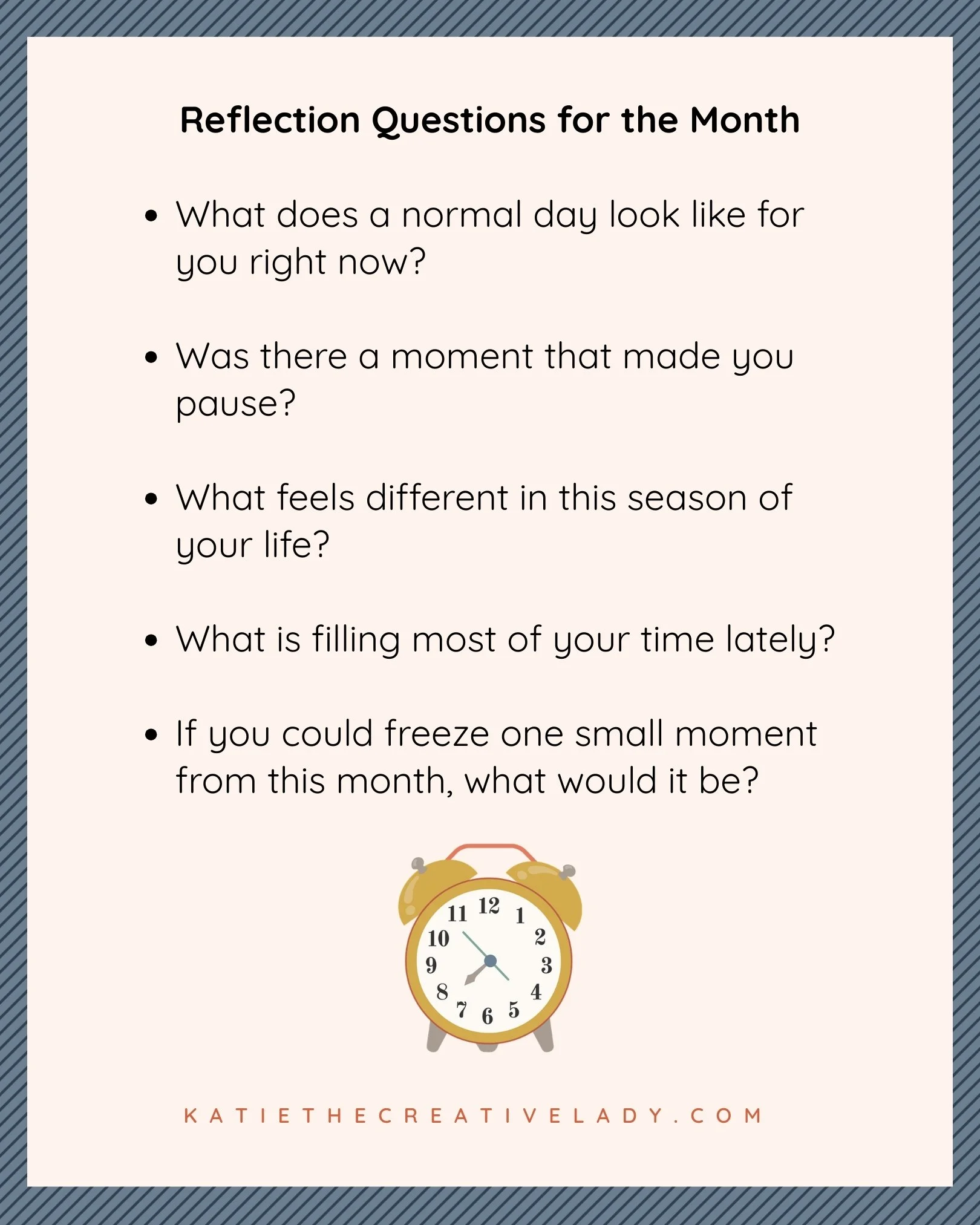 March reflection questions for the theme of moments in time.
