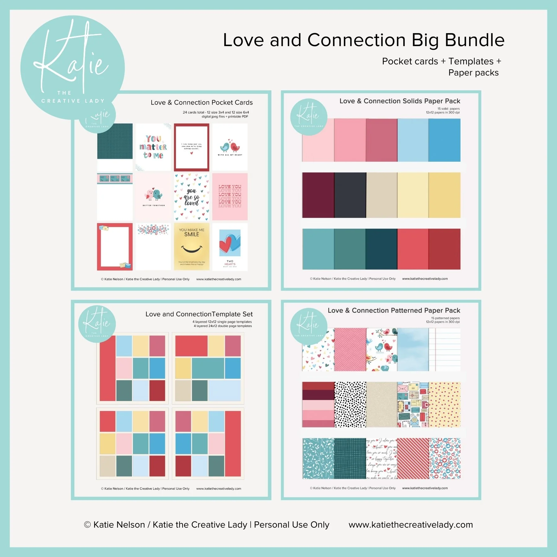 Love & Connection Big Bundle | Pocket Cards + Templates + Paper Packs