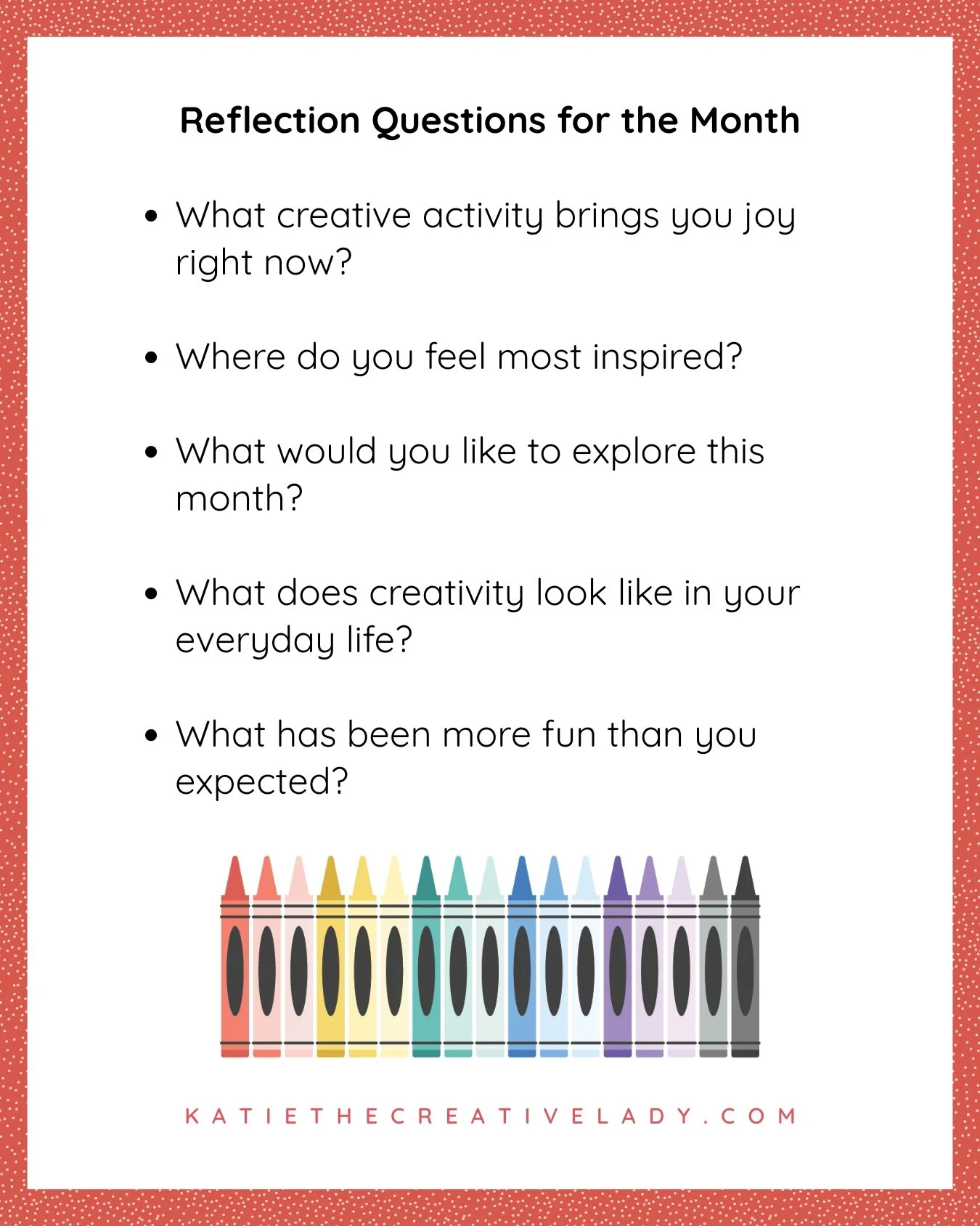 List of reflection questions for creativity including joy, inspiration, and exploring new ideas for memory keeping