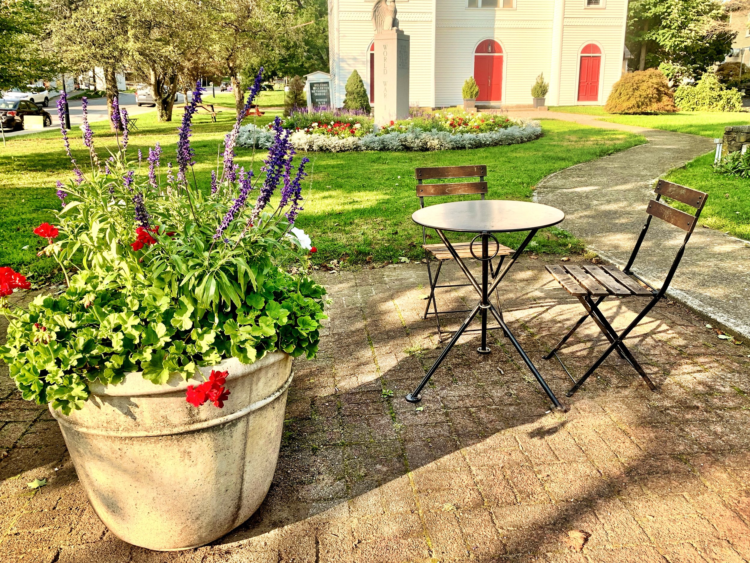 Townscape plantings in Veterans Park in Millerton, NY