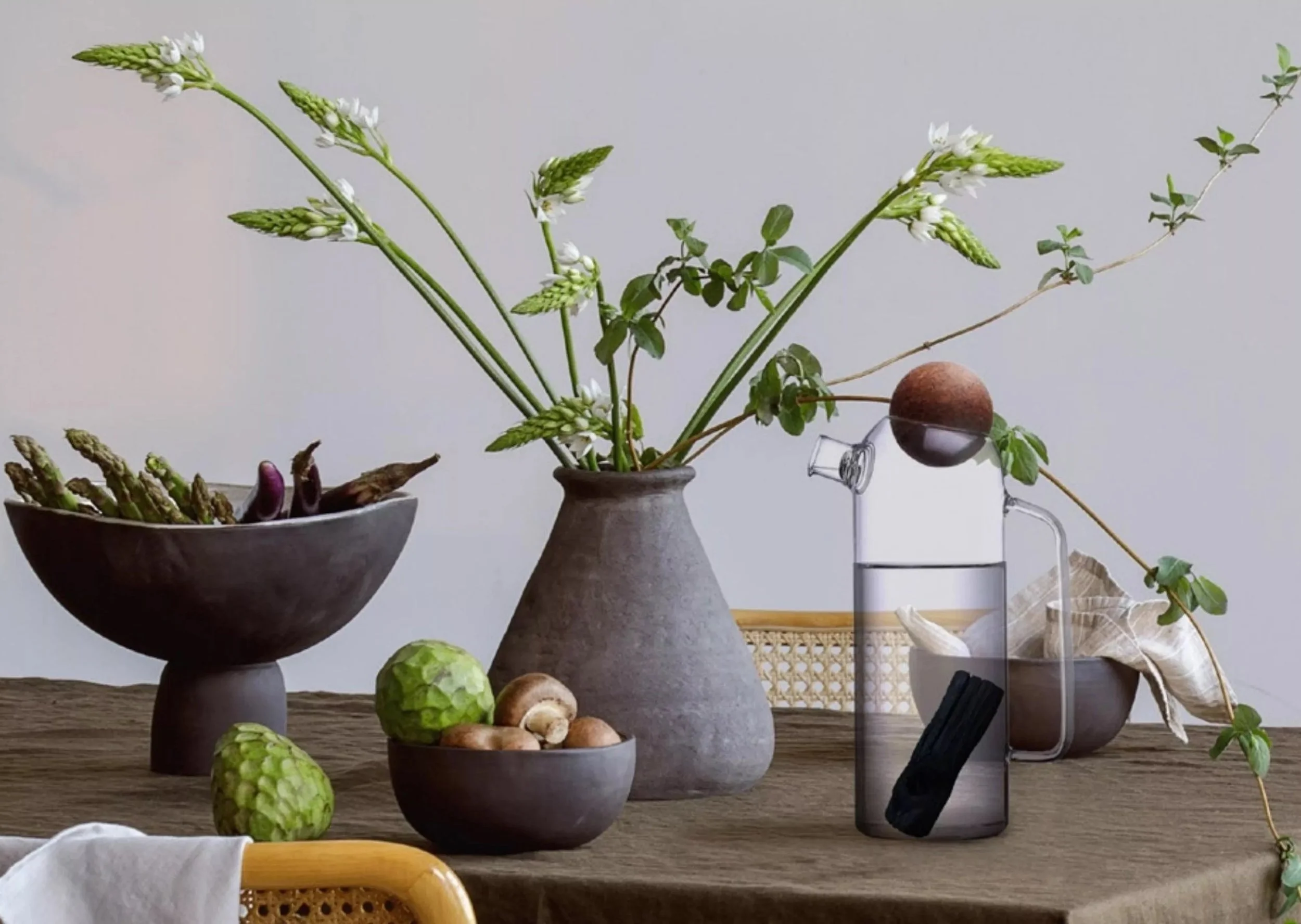 Carafe filtrante en verre 1L + 1 Charbon végétal Binchotan bio filtre à eau