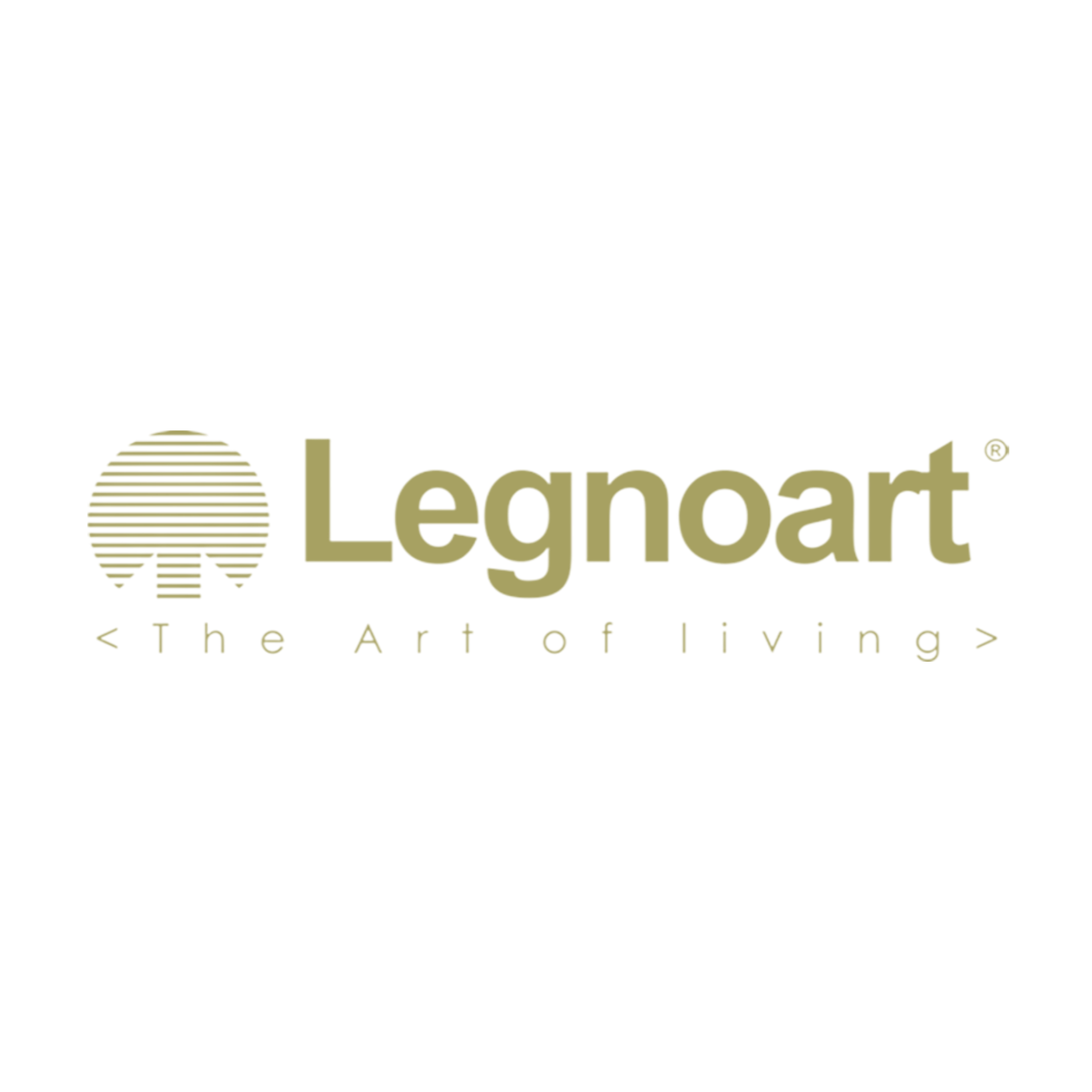 Logo de Legnoart avec un symbole de cercle formé de lignes et le texte 'Legnoart' en dessous, accompagné du slogan 'The Art of Living' en dessous.