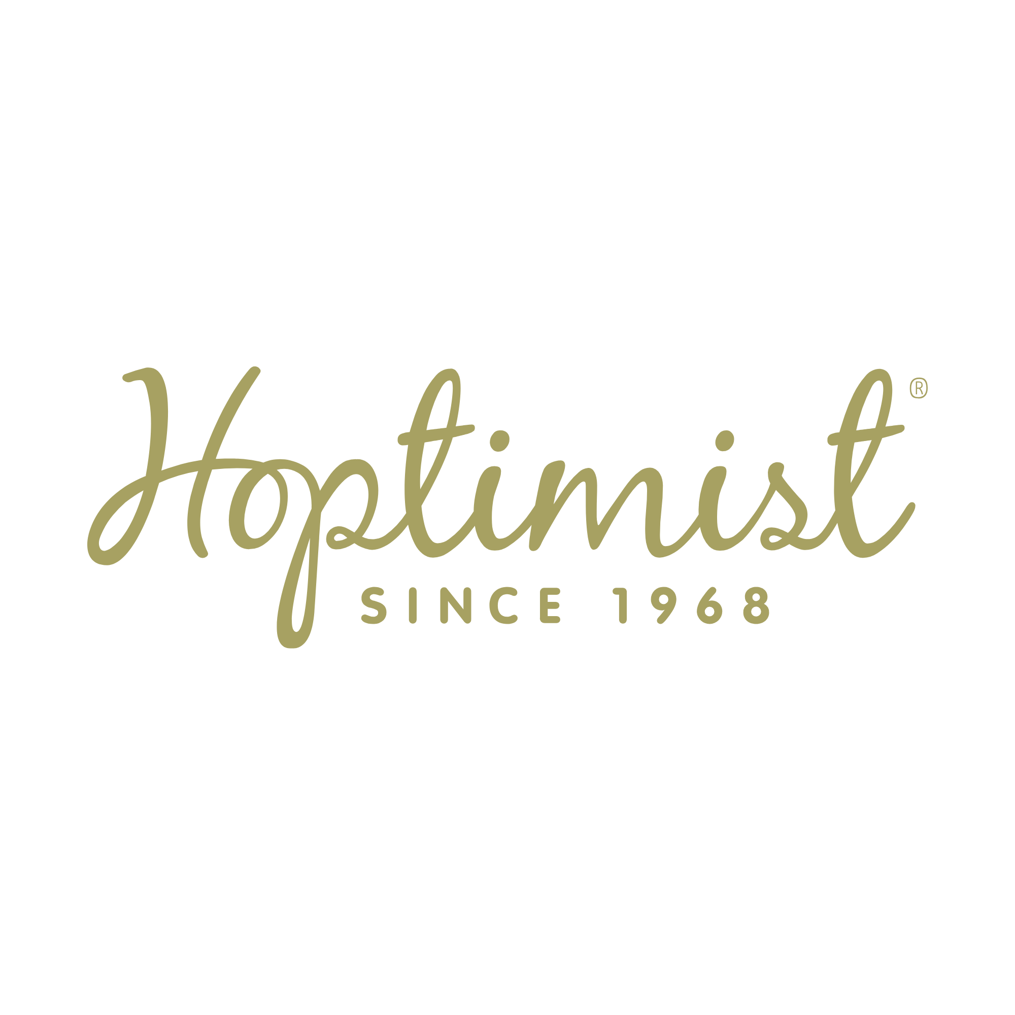 Logo de la marque HOPTIMIST en doré sur fond blanc
