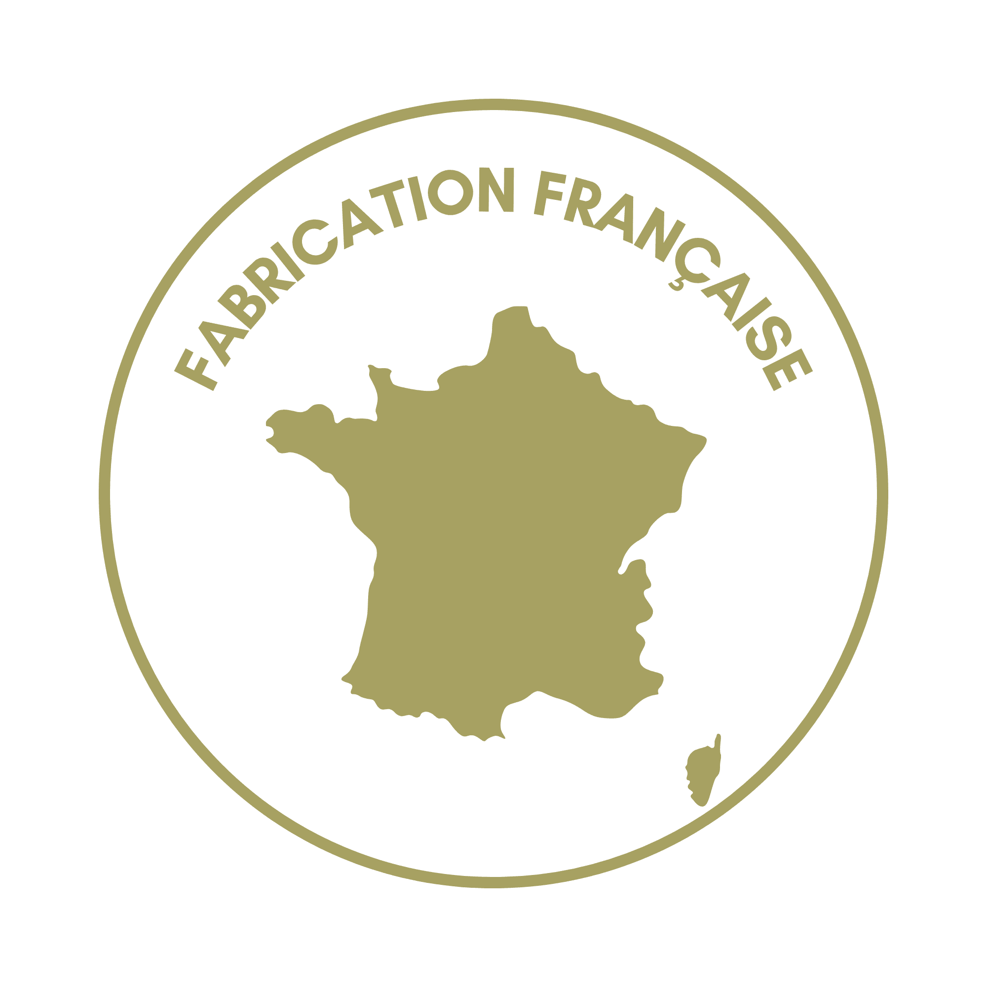 pictogramme rond avec la silhouette de la France et la mention 'Fabrication Française'