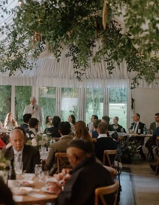 From the woodland ceremony to the marquee dining, it was an immersive, delicately enchanting floral story to focus, frame and botanically warm the significant spaces for Beth and Wills wedding day 🕊️

The path to the ceremony, over a wooden bridge w