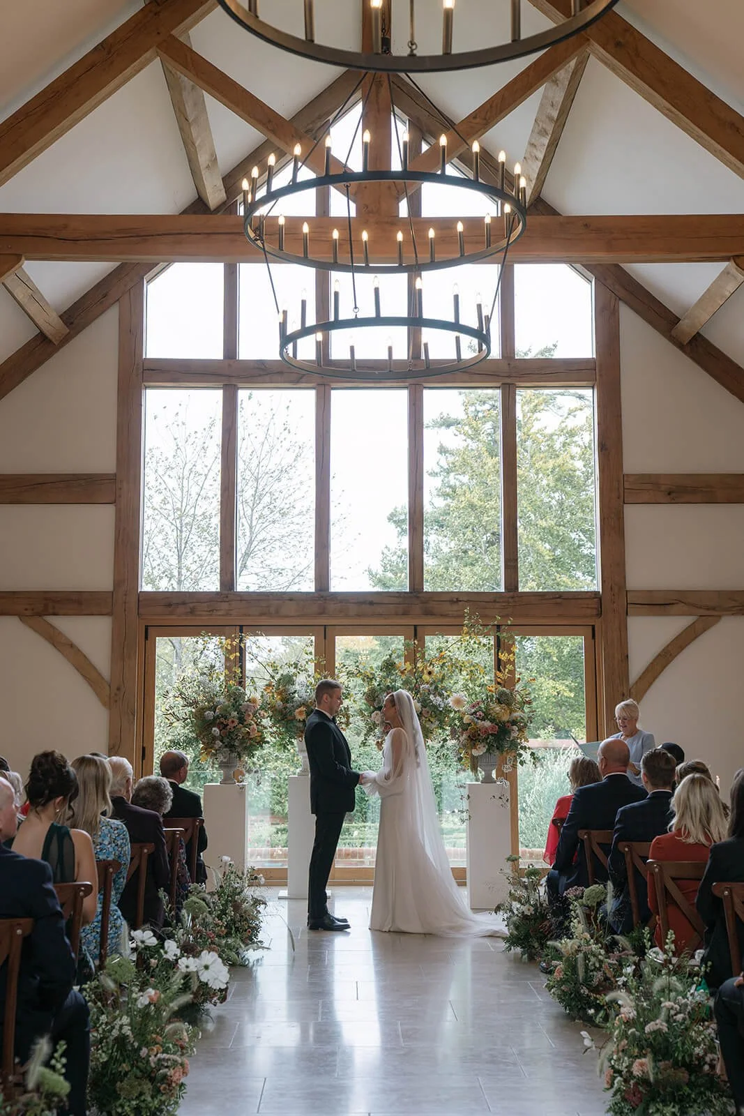 October Wedding Flowers at Greentrees Estate, Sussex with Sustainable Design, Seasonal British Flowers, Soft Autumnal Tones and Sculptural Floral Installations