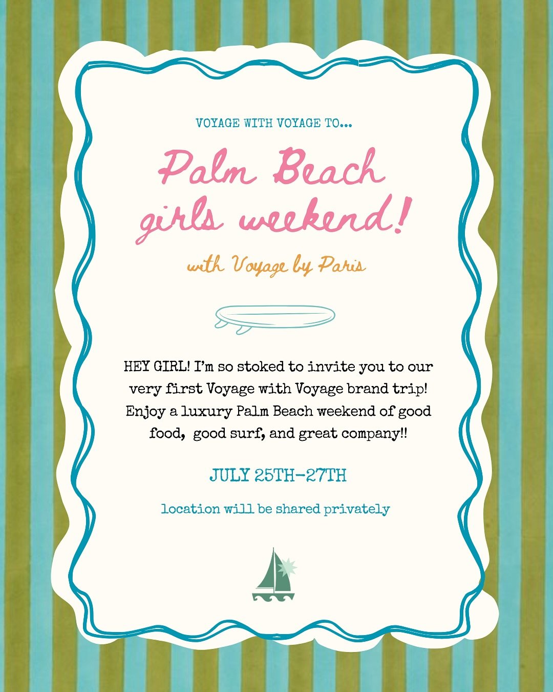 I am SO stoked to announce the very first Voyage with Voyage destination&hellip; Palm Beach, FL!🏄🏼&zwj;♀️🐚🌟

What better place to host this retreat than the very space that inspired me to start Voyage! In the heart of South Florida, we hope to se