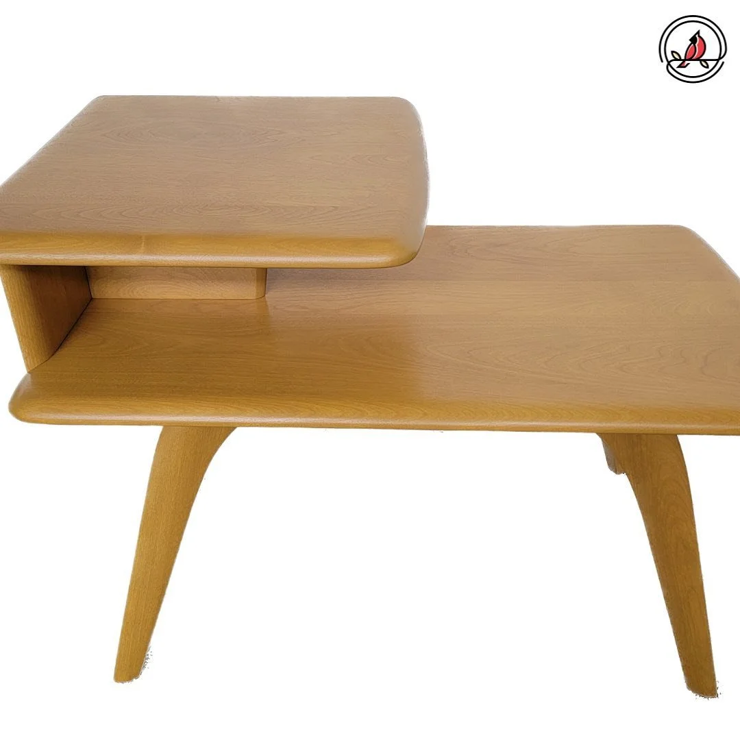 @heywoodwakefield M308G side table refinished using my reproduction stain in wheat. Came out beautiful! This one&rsquo;s for my own living room 🙂