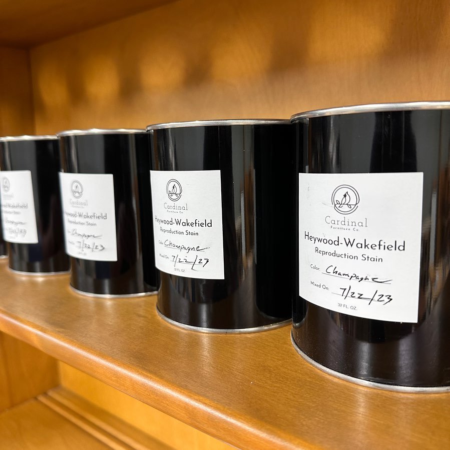Big batch of Heywood Wakefield reproduction stain going out tomorrow! Lots of requests for the Champagne finish&mdash;very excited to get some feedback on it 🙂