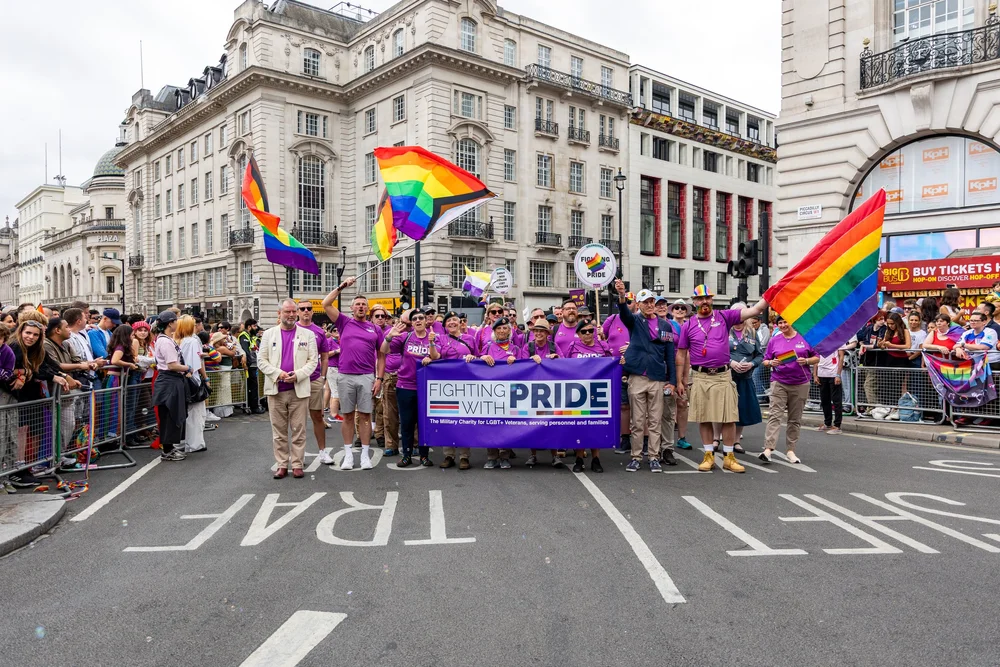  Fighting with Pride, the Military Charity for LGBT+ Veterans, at Pride in London 2025. (Marina Black Media) 