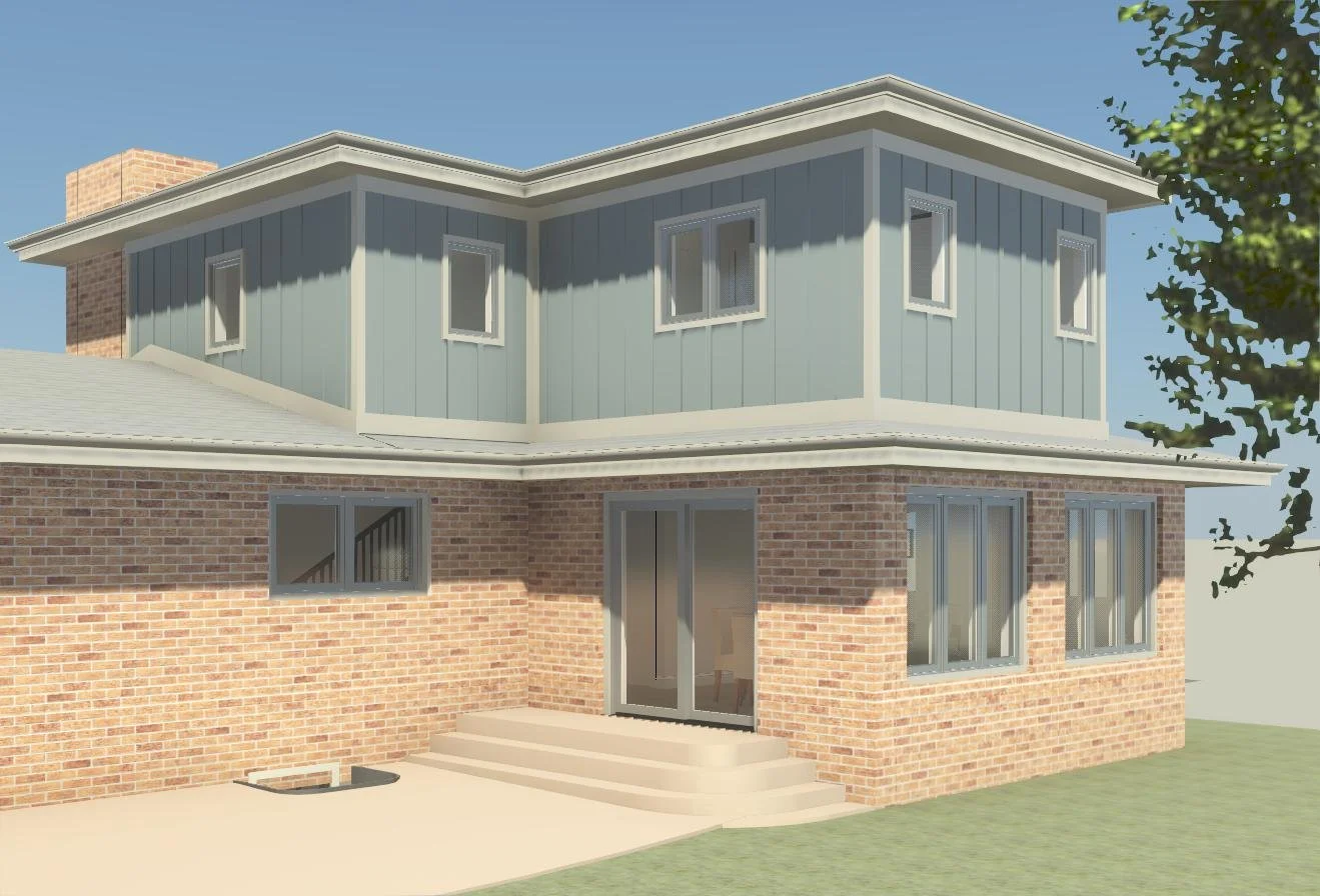 Two-story addition exterior - front