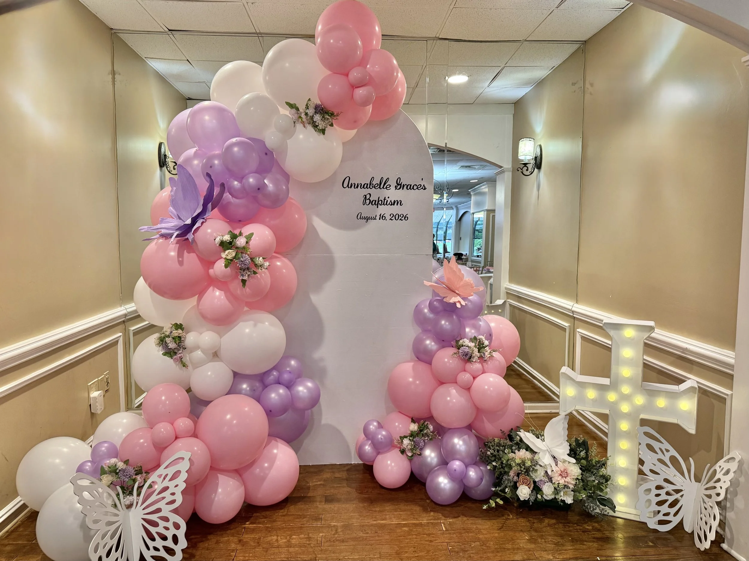 Baptism decorations. Butterfly theme. Matawan, New Jersey