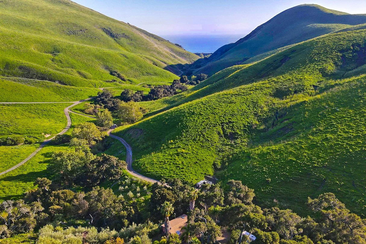 Hollister Ranch Parcel 101 coastal land for sale with panoramic Pacific Ocean views on the Gaviota Coast in Santa Barbara County California