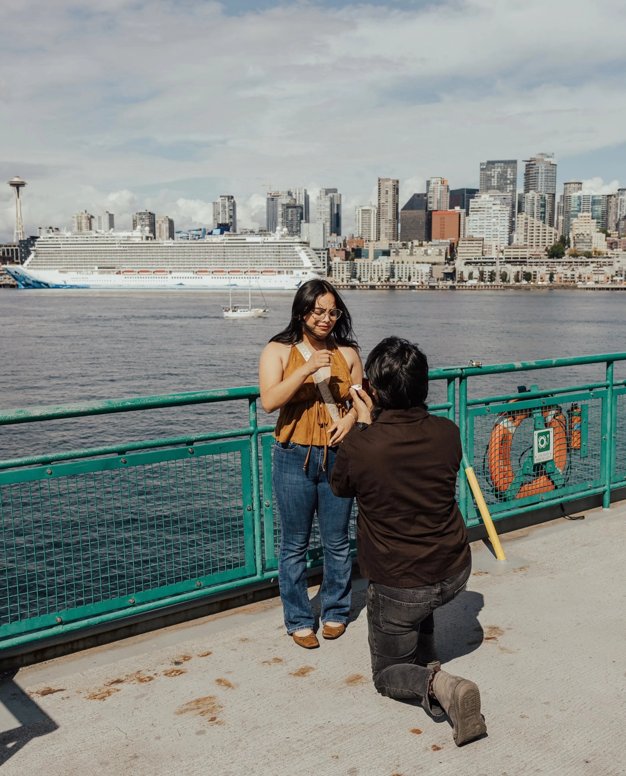 She said yes! A surprise proposal on the Washington State ferry went down this past weekend. Xenia and Ricardo had a memorable trip visiting Seattle with the highlight of popping the big question on this ferry ride. Congratulations!

#stevenzhangphot